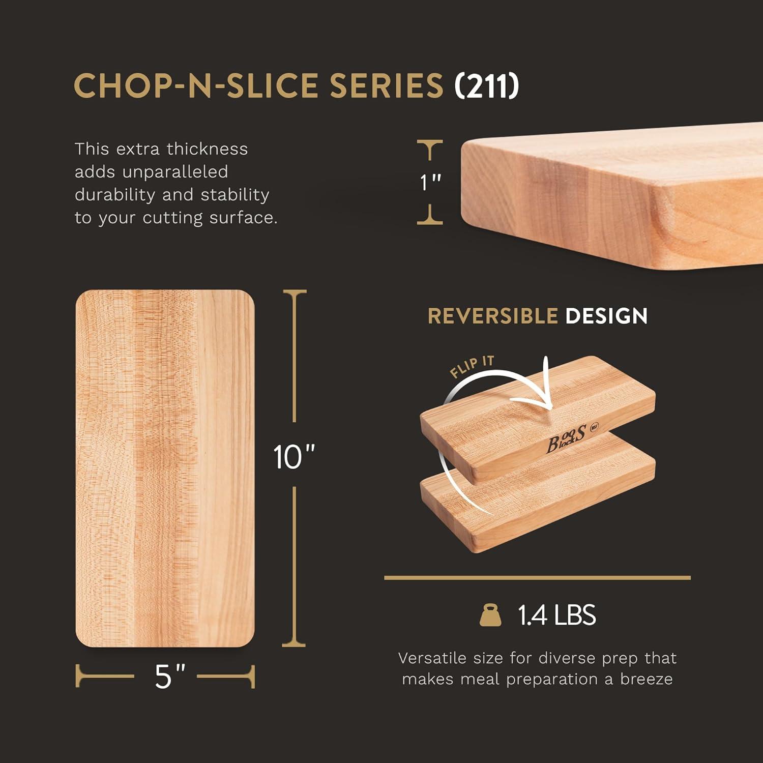 John Boos Small Chop-N-Slice Maple Wood Cutting Board for Kitchen, Reversible Edge Grain Square Butcher Boos Block