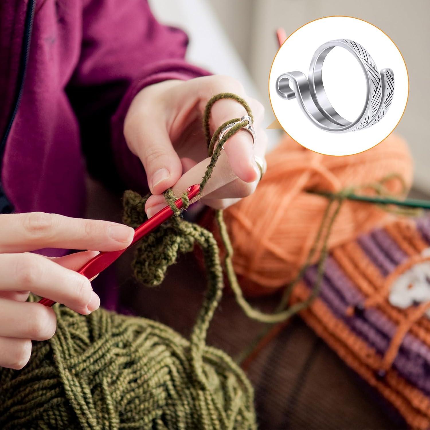 Adjustable Silver Metal Knitting Crochet Loop Rings