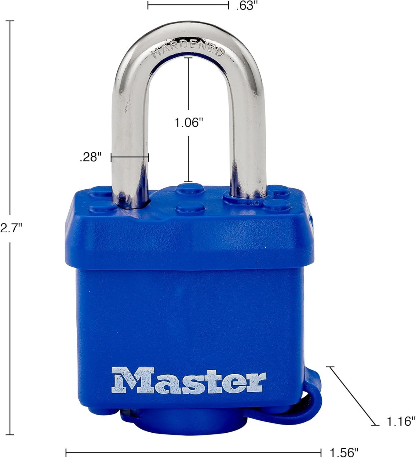 Blue Vinyl Covered Steel Weatherproof Padlock with Key