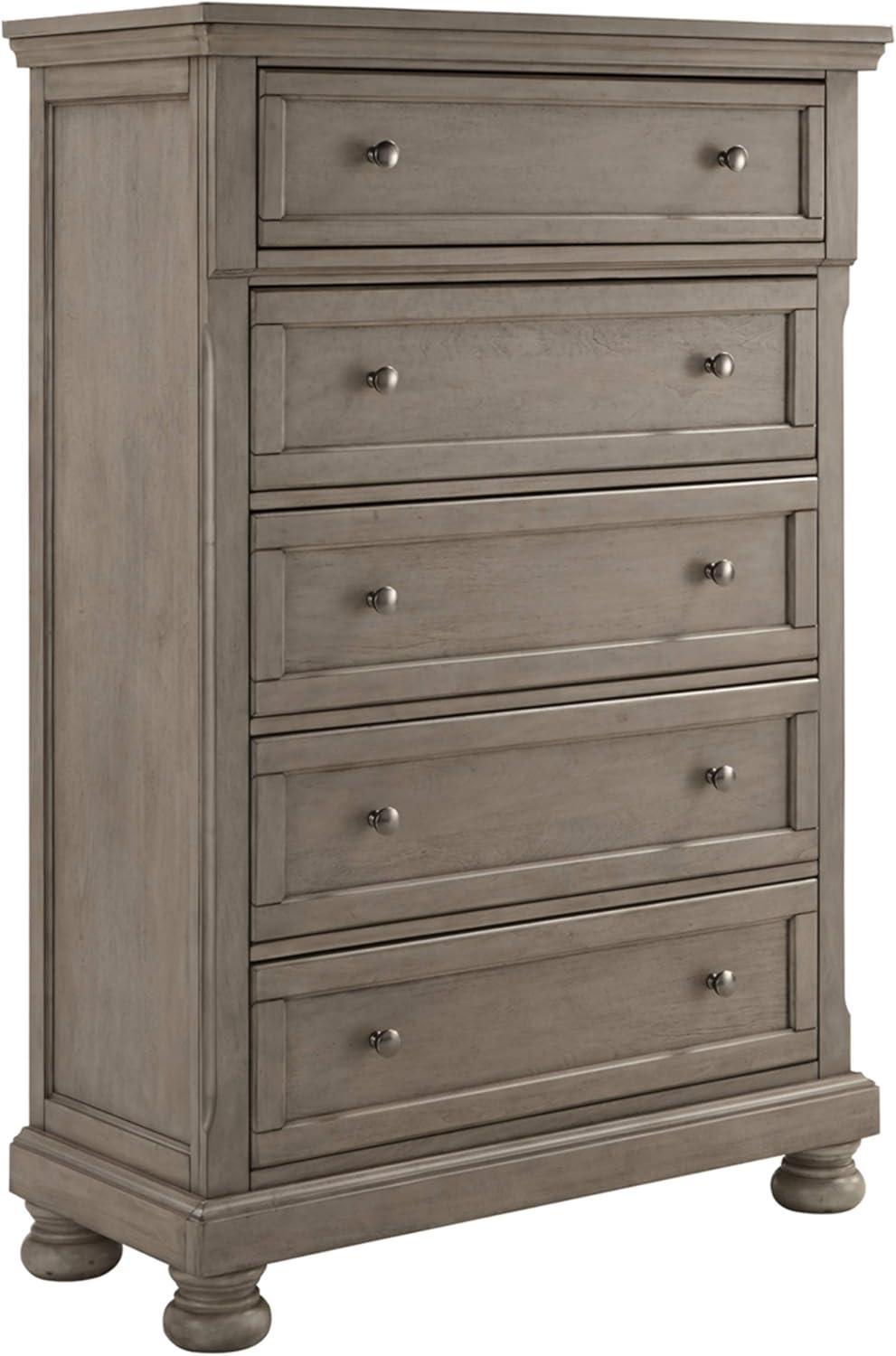 Lettner Light Gray 5-Drawer Traditional Chest with Felt-Lined Top Drawer