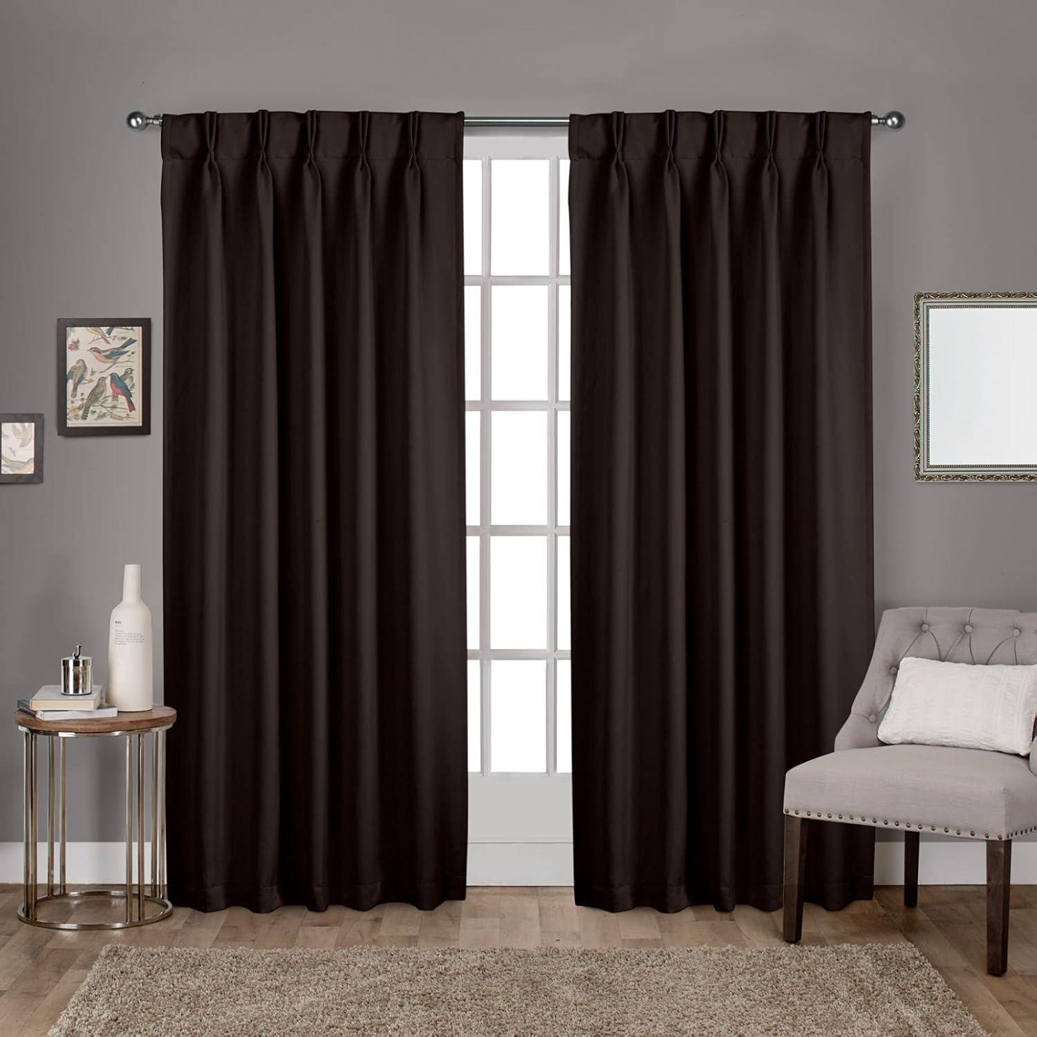 Exclusive Home Sateen Pinch Pleat Woven Blackout Back Tab Window Curtain Panel Pair