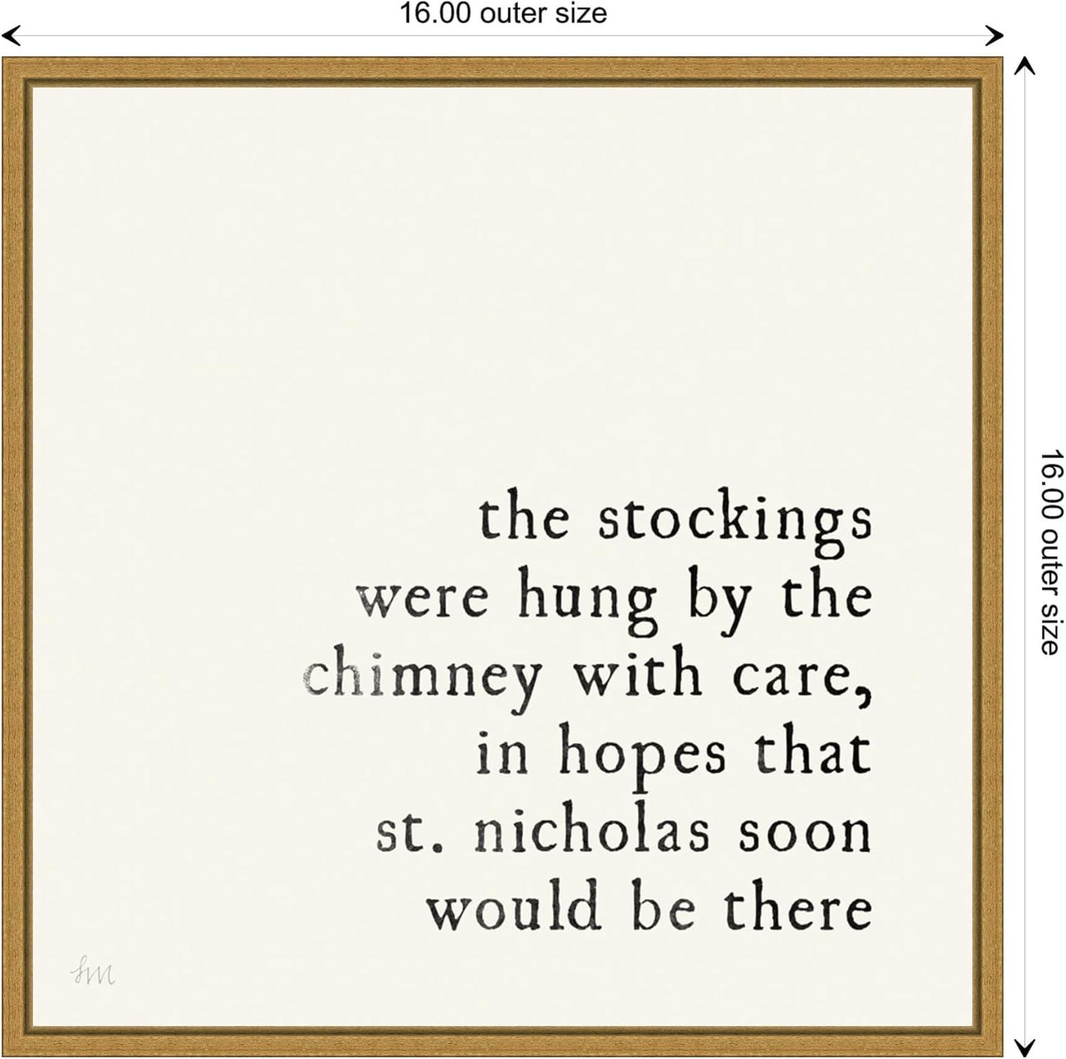 Amanti Art 16" x 16" Simple Christmas II Cream by Laura Marshall Framed Canvas Wall Art : Holiday Typography Decor, Seasonal Lithograph