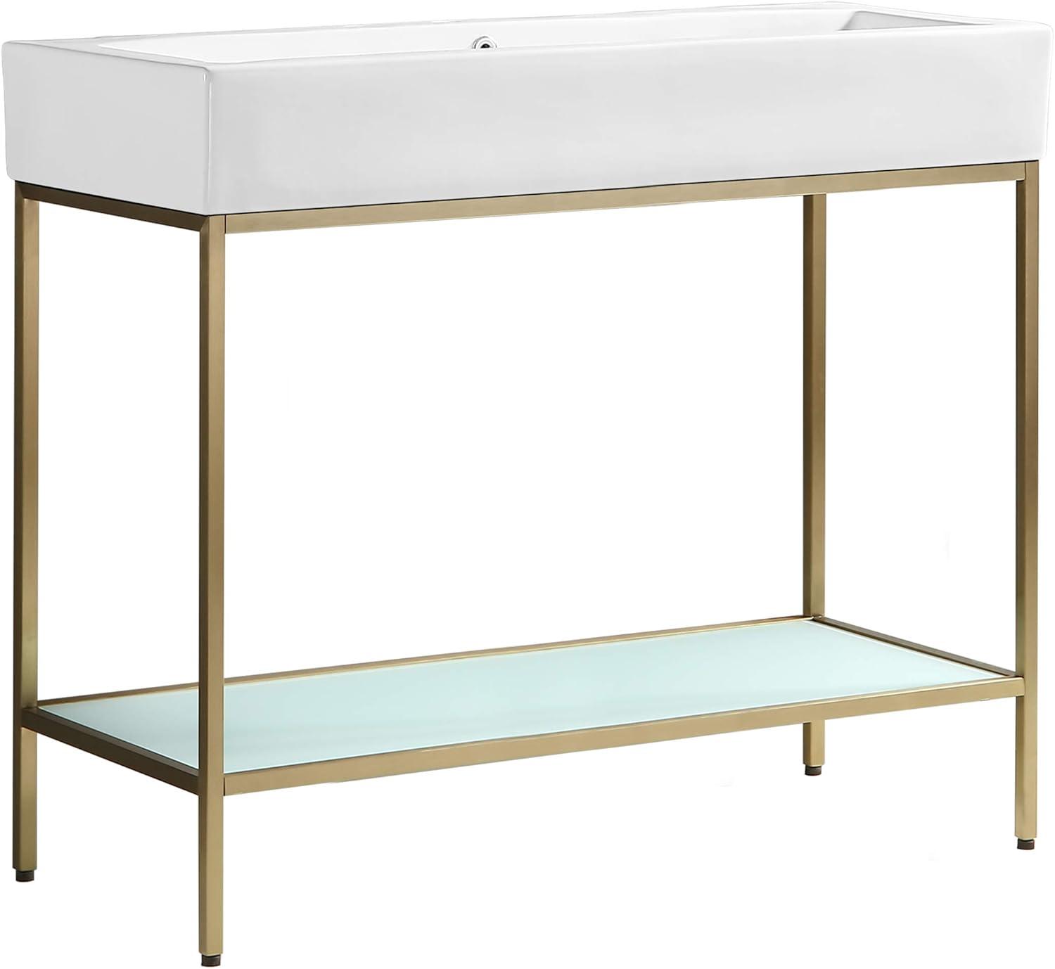 Pierre 40 Single, Freestanding, Open Shelf, Metal Frame Bathroom Vanity