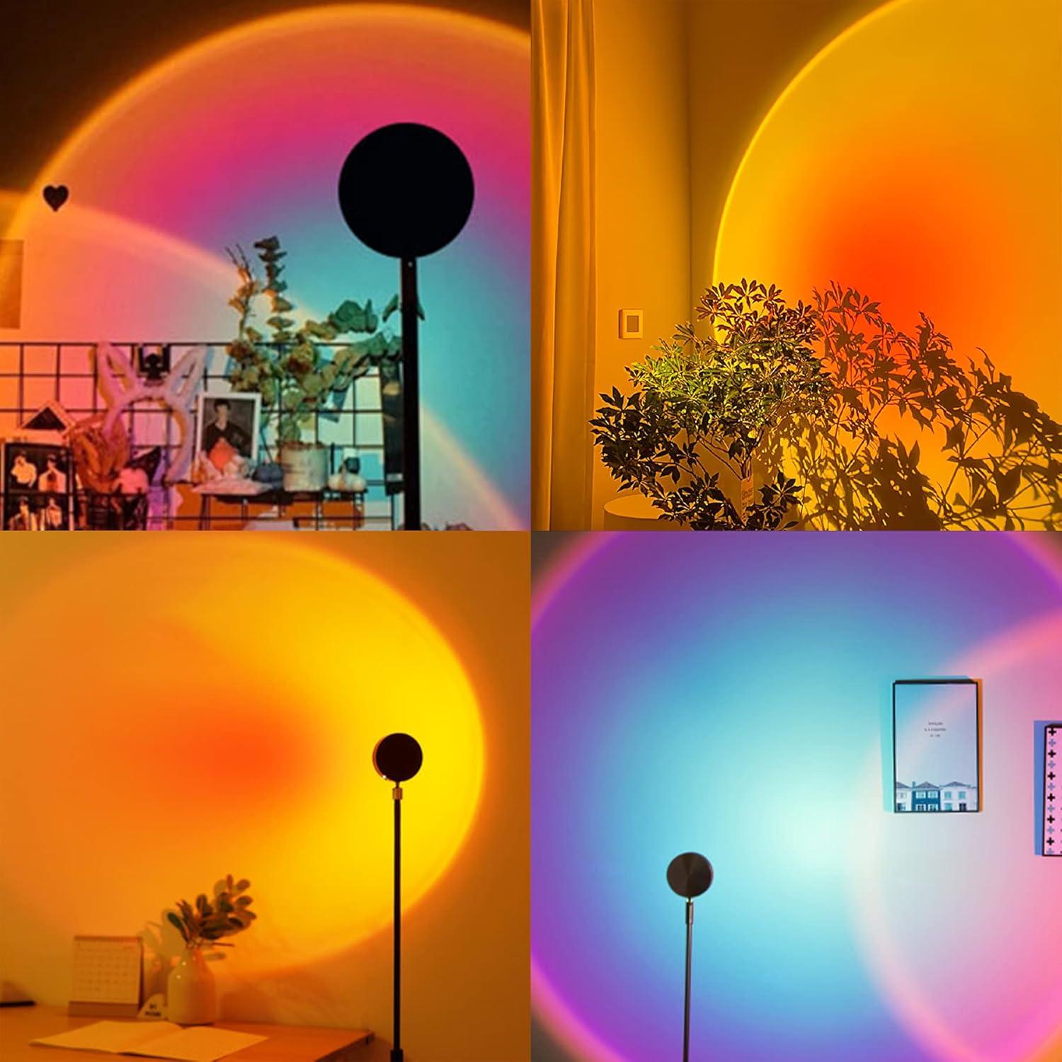 Sunset Lamp Night Light - 16 Colors & 4 Modes Sunset Projection Lamp with Remote, Color Changing Rainbow Sunlight Lamp, Romantic Visual Led Light Projector for Photography Room Decor