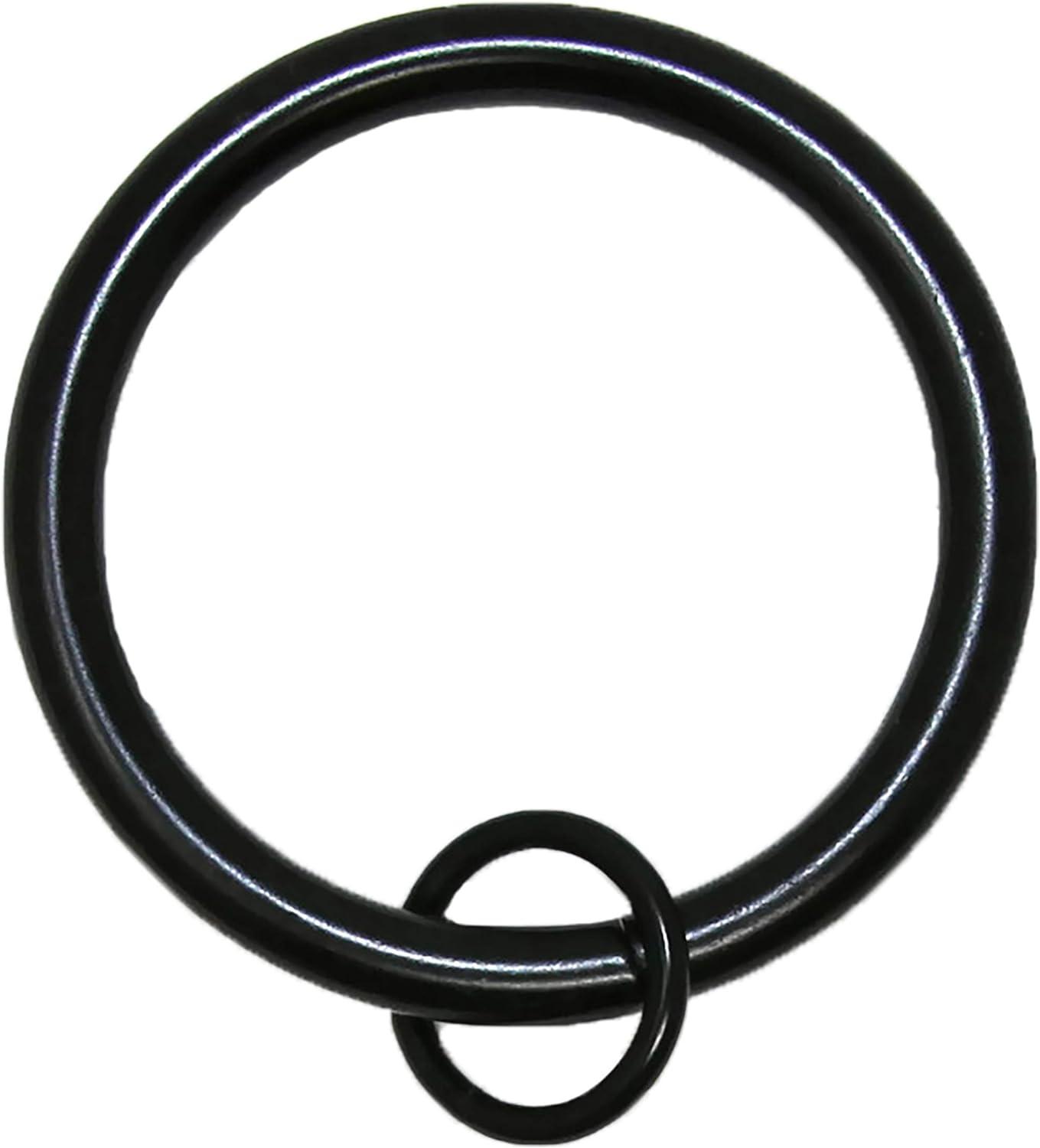 Black Solid Metal Curtain Rings with Eyelet, Set of 14