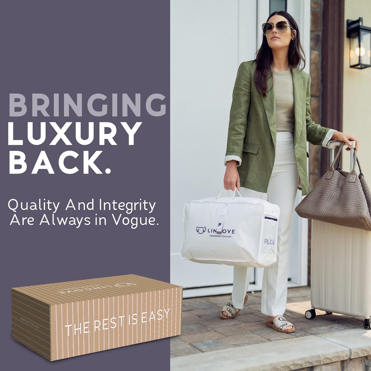 Lincove Signature 100% Canadian Down Luxury Sleeping Pillow - 800 Fill Power, 500 Thread Count Cotton Shell, Queen - Medium, 1 Pack