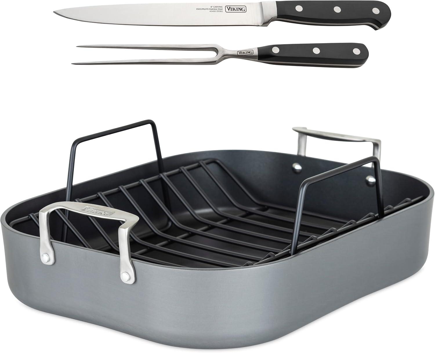 Viking ® 16" Non-Stick Roasting Pan with Rack and Carving Set