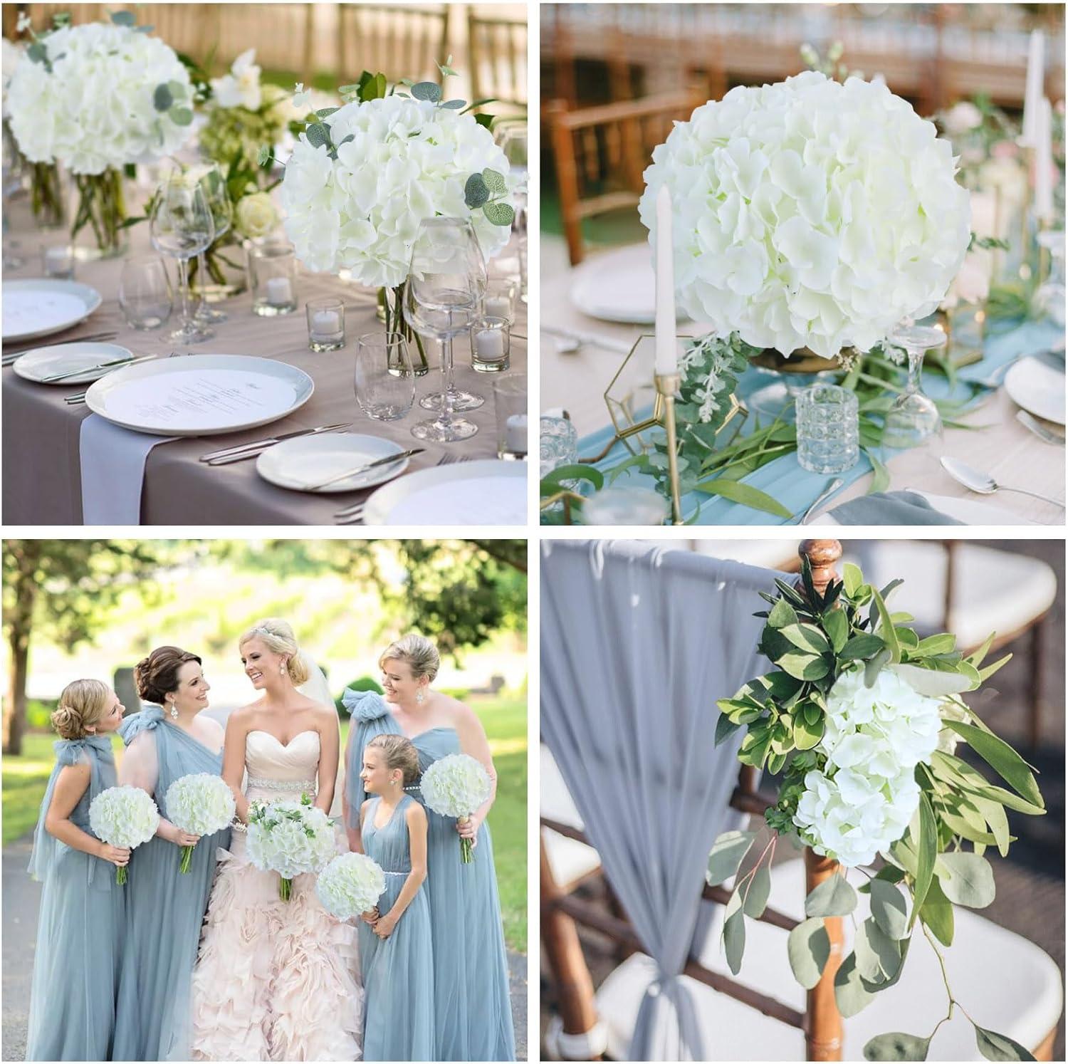 AVIVIHO Hydrangea Artificial Flowers Realistic White Fake Hydrangeas Silk Flowers with Stems Pack of 10 for Spring Mother's Day Easter Gifts Wedding Floral Bouquet Home Decor Party Decoration