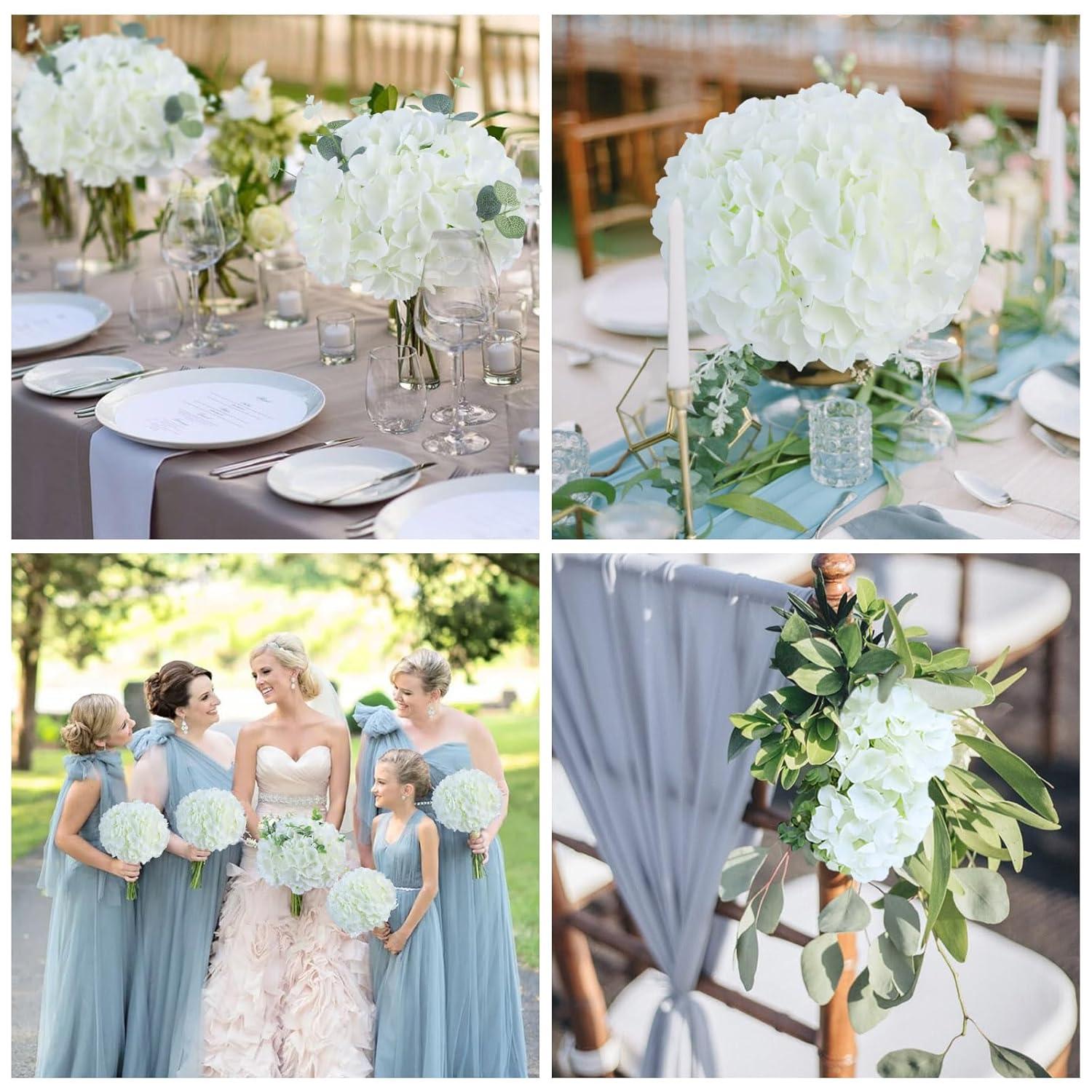 AVIVIHO Hydrangea Artificial Flowers Realistic White Fake Hydrangeas Silk Flowers with Stems Pack of 10 for Spring Mother's Day Easter Gifts Wedding Floral Bouquet Home Decor Party Decoration