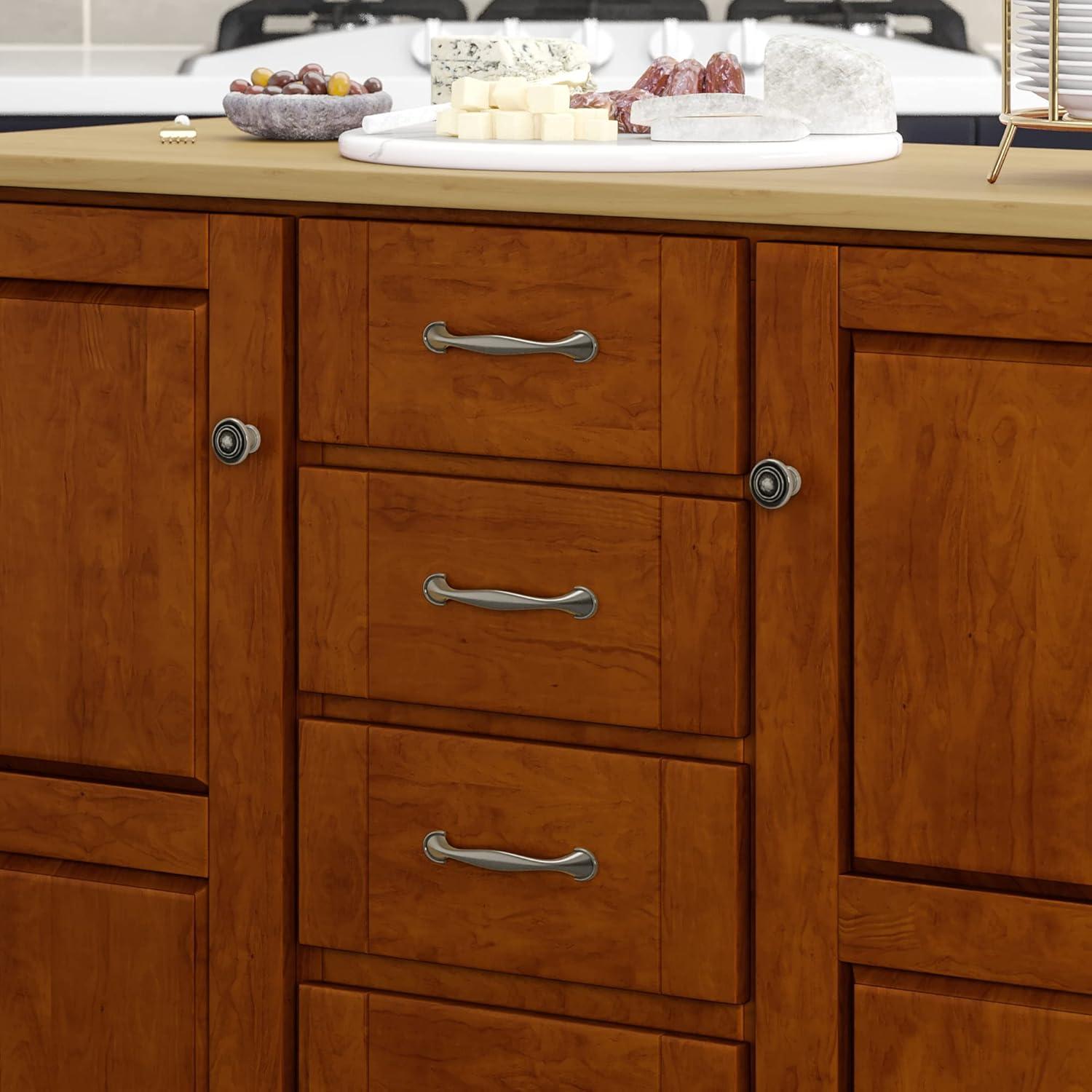 Create-a-Cart Cherry Kitchen Cart with Salt and Pepper Granite Top