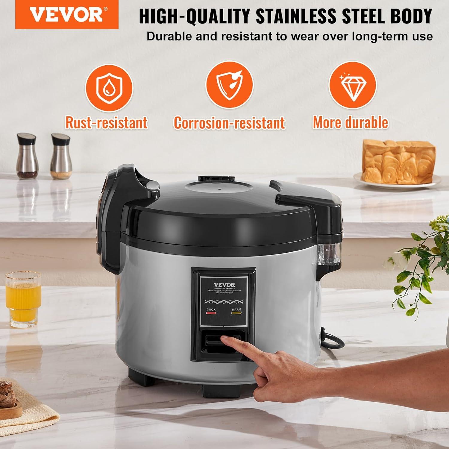 Commercial Rice Cooker 45-Cup Non-Stick Pot 9L 12H Keep Warm