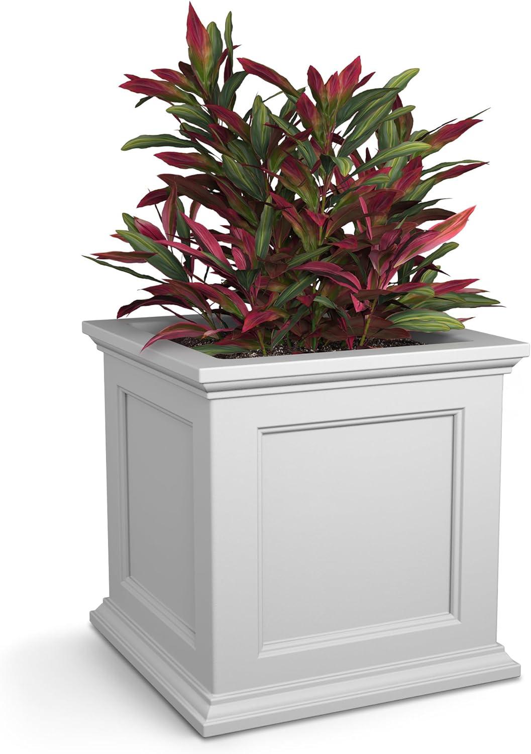Mayne Fairfield 20" x 20" x 20" Square White Self Watering Plastic Planter