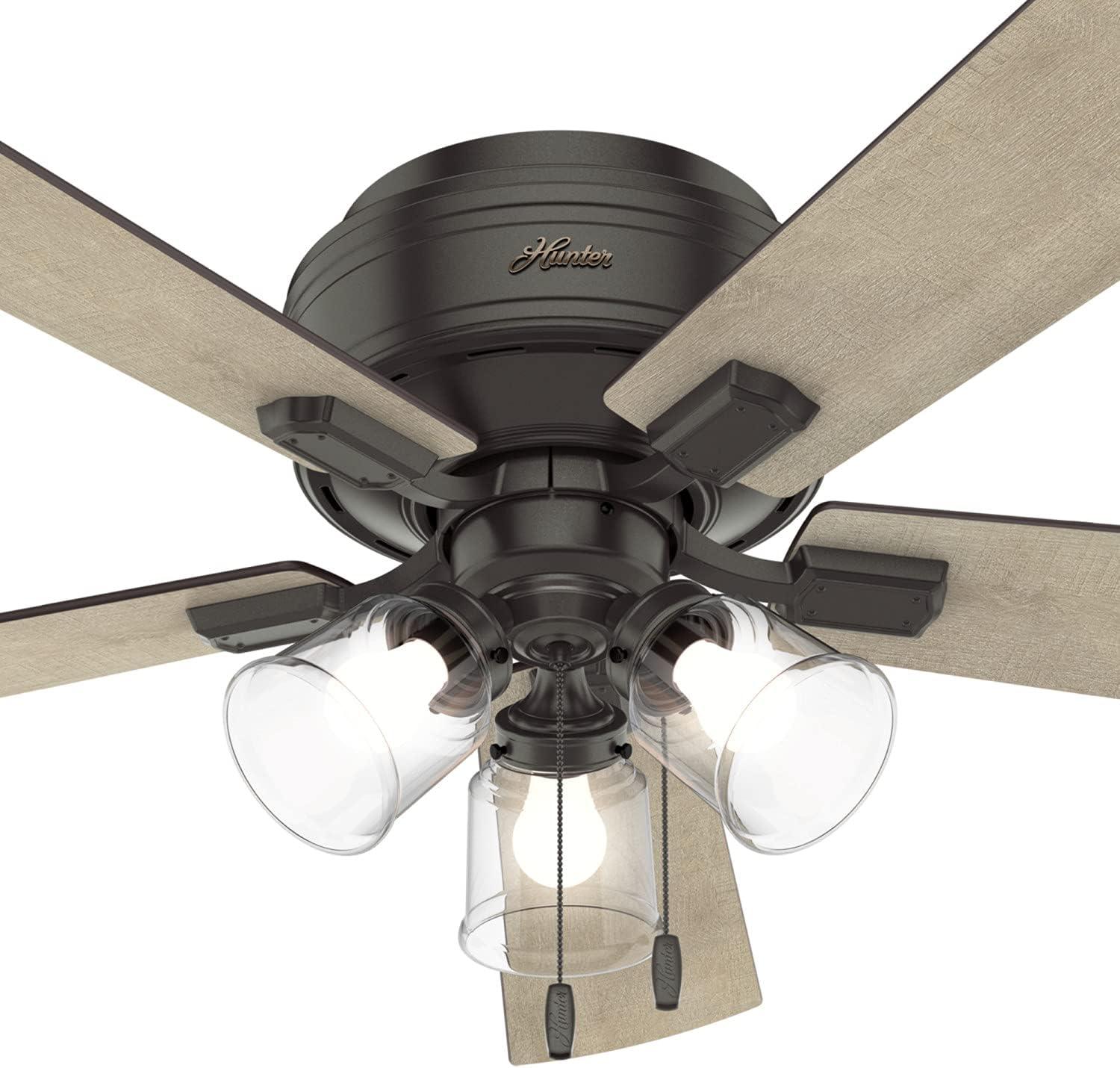 52" Crestfield 5 - Blade Flush Mount Ceiling Fan with Lights and Pull Chains