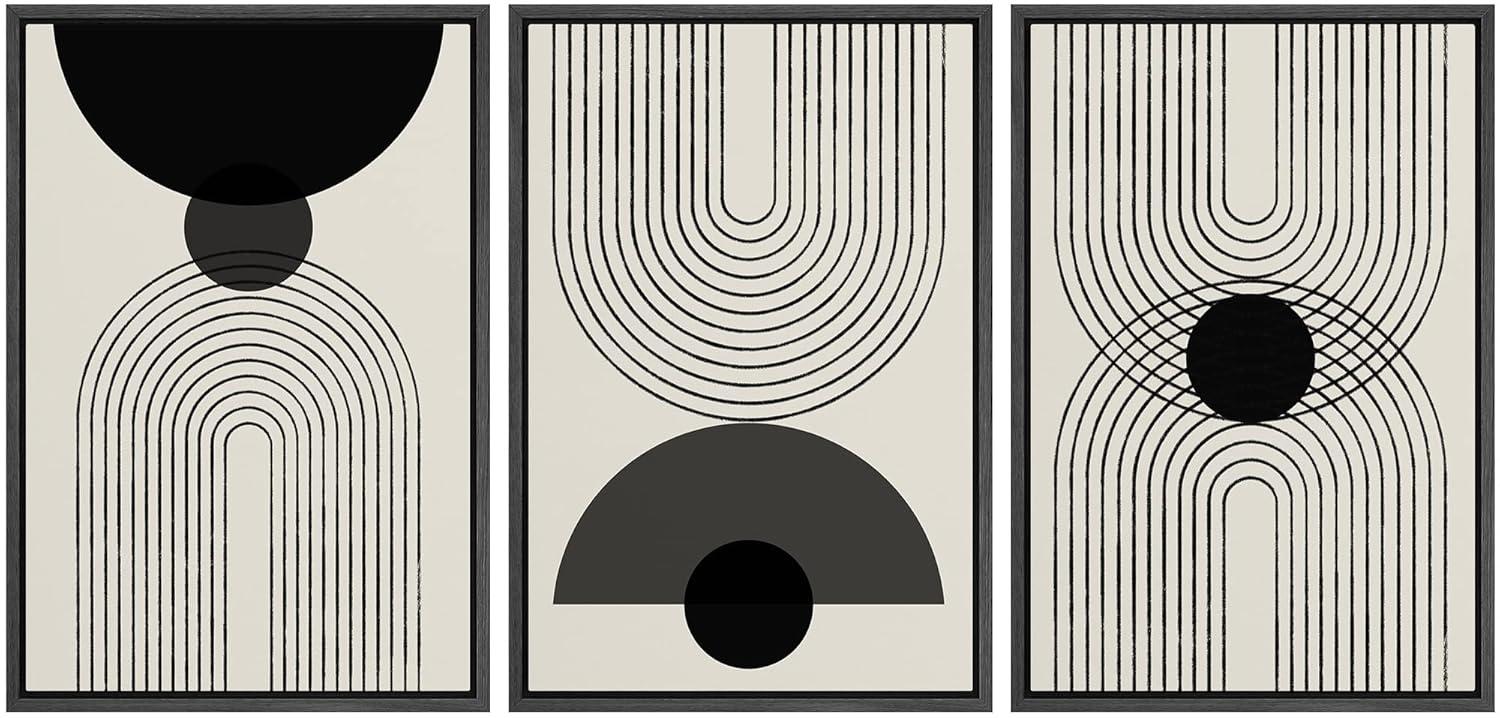 SIGNLEADER Mid-Century Modern Black And White Minimalist Abstract Home Decor Framed Wall Art Work Canvas Print