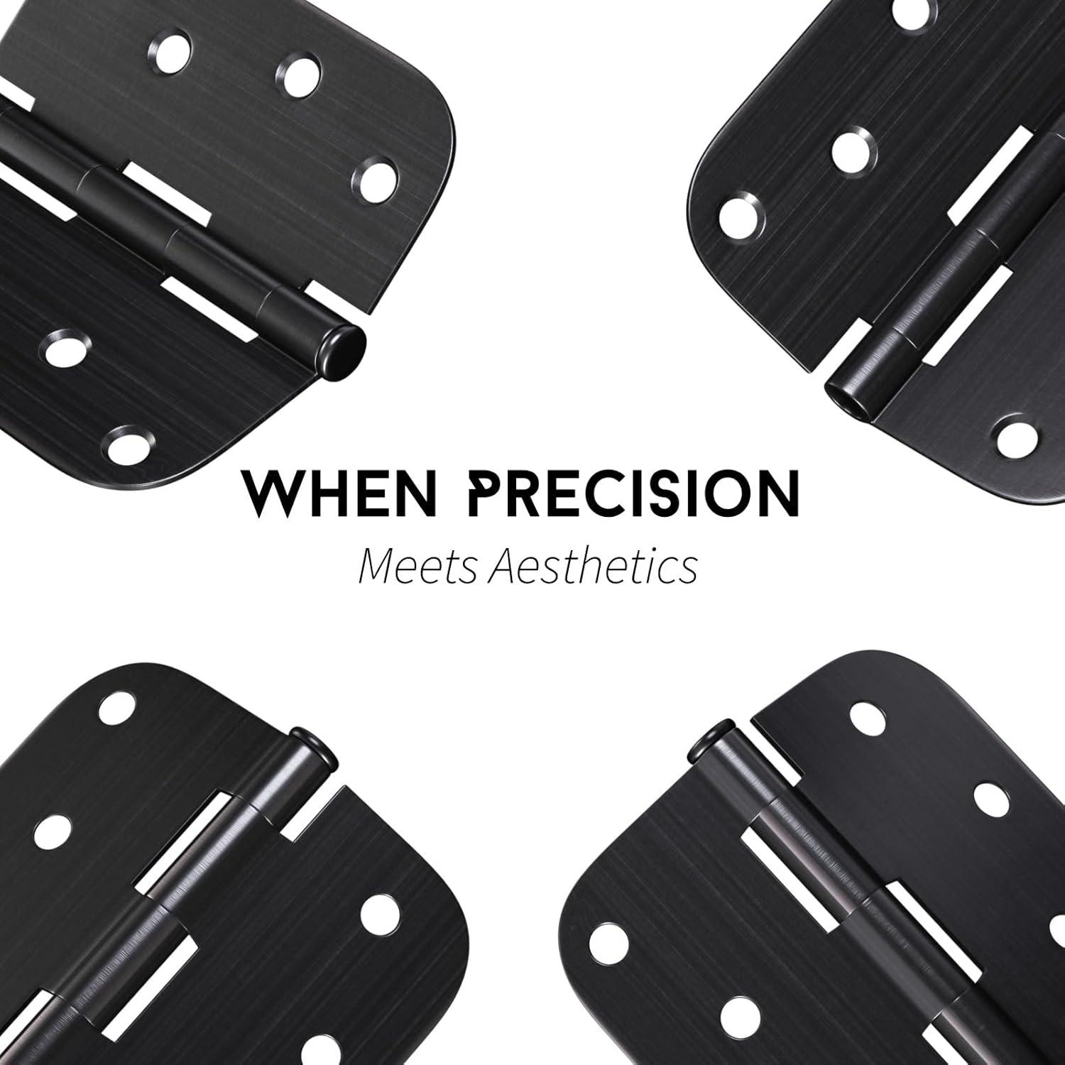 Design House Door Hinge 4-Inch, 5/8-inch Radius, 3-Pack (Set of 3)