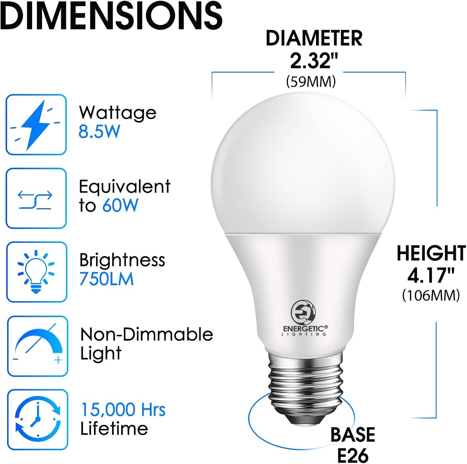 13.5W A19 LED Light Bulb,100W Equivalent E26 Base, Non-Dimmable, 1600 Lumens，UL Listed