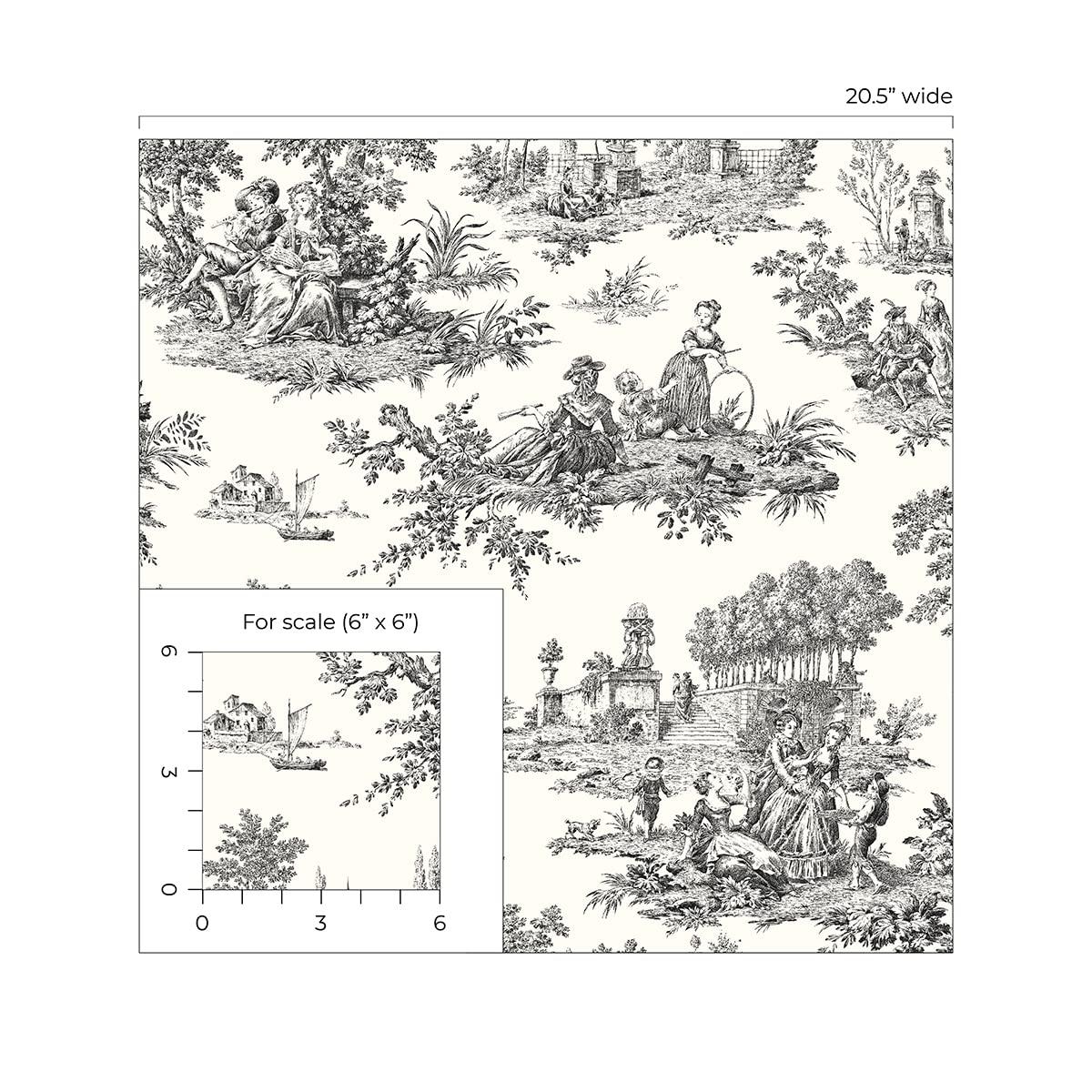 NextWall Inkwell Chateau Toile Peel and Stick Wallpaper