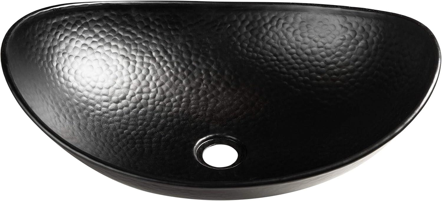 Matte Black Hand Hammered Aluminum Vessel Sink, 19 inches