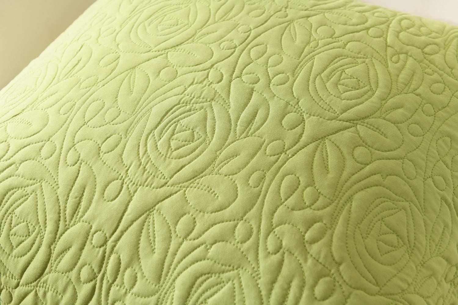 Green Microfiber Embroidered Euro Sham Covers 24x24