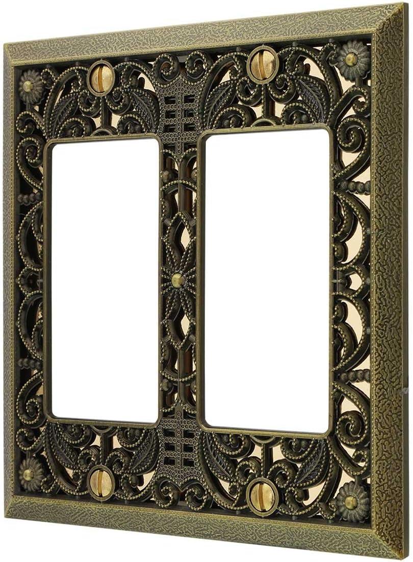 Amerelle 65RRAB Moderne Wallplate 2 Rocker Cast Metal Antique Brass 1-Pack