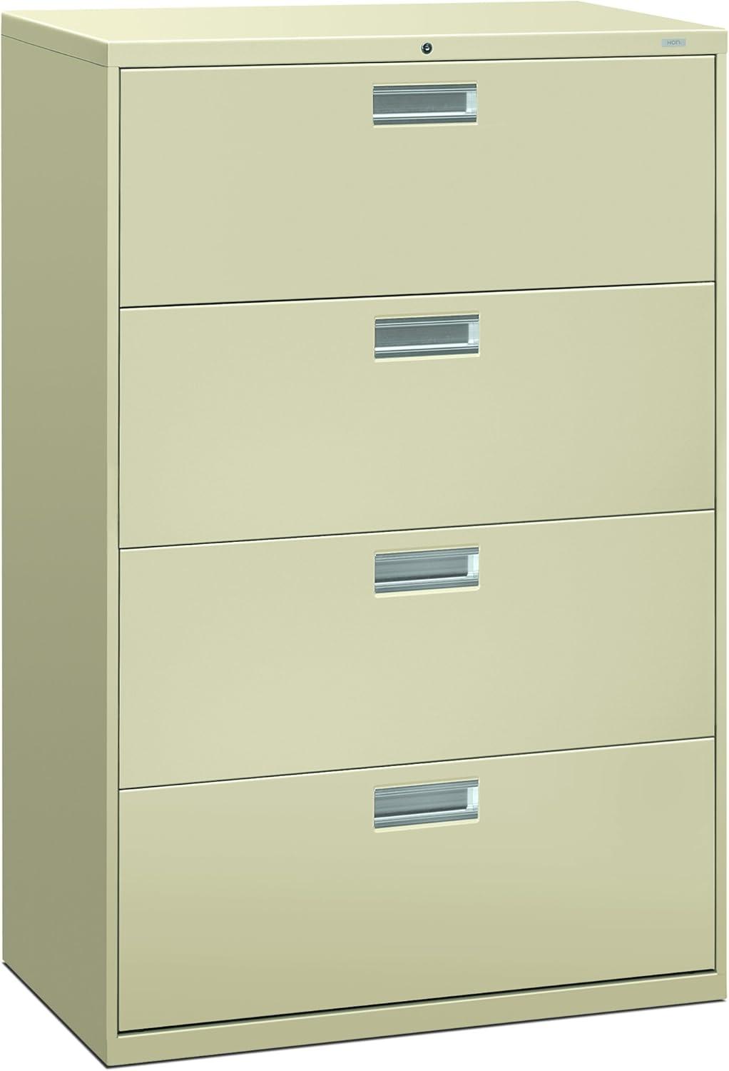 Beige 4-Drawer Lockable Lateral File Cabinet