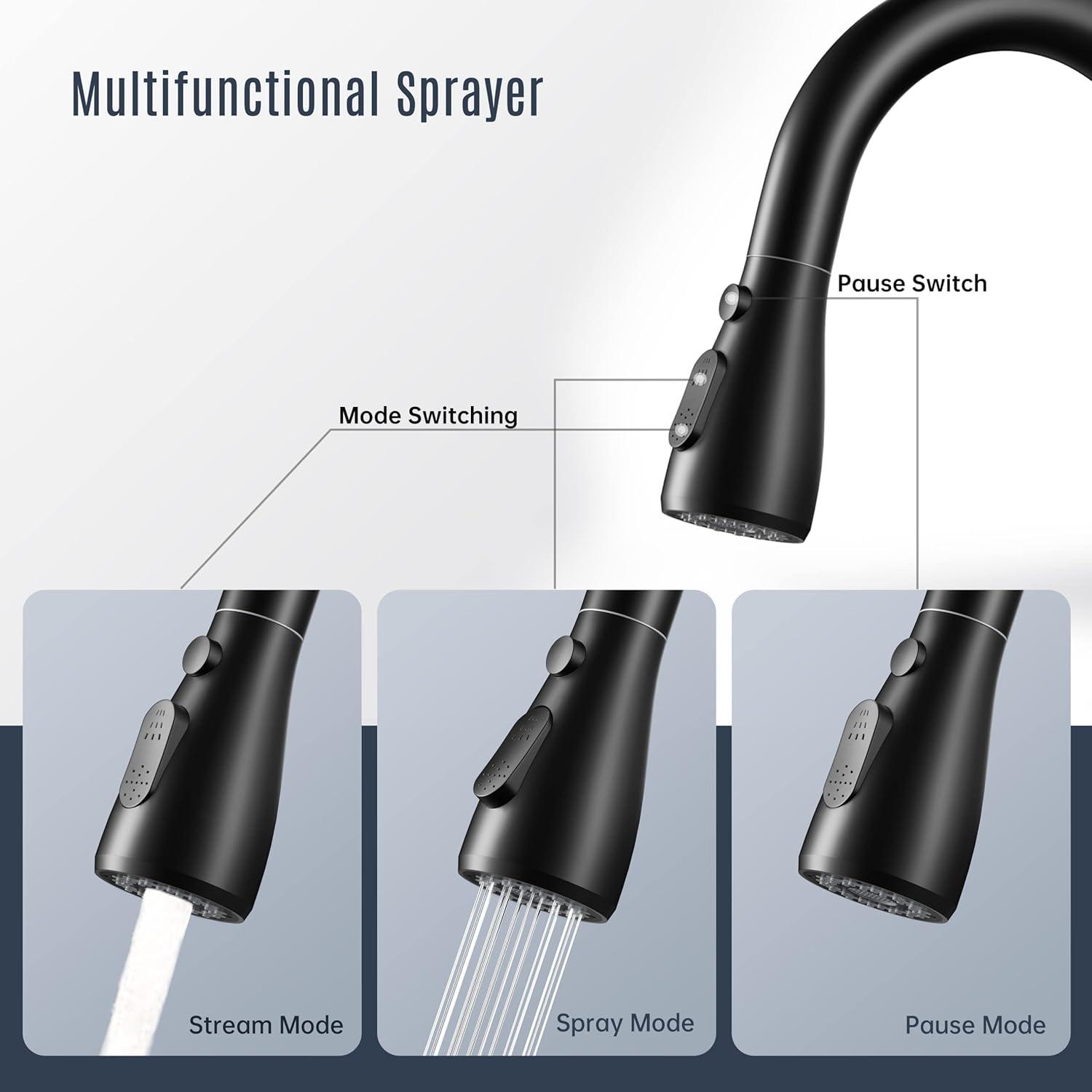 Single Handle High Arc Pull Out Kitchen Faucet,Kitchen Sink Faucets with Pull Down Sprayer