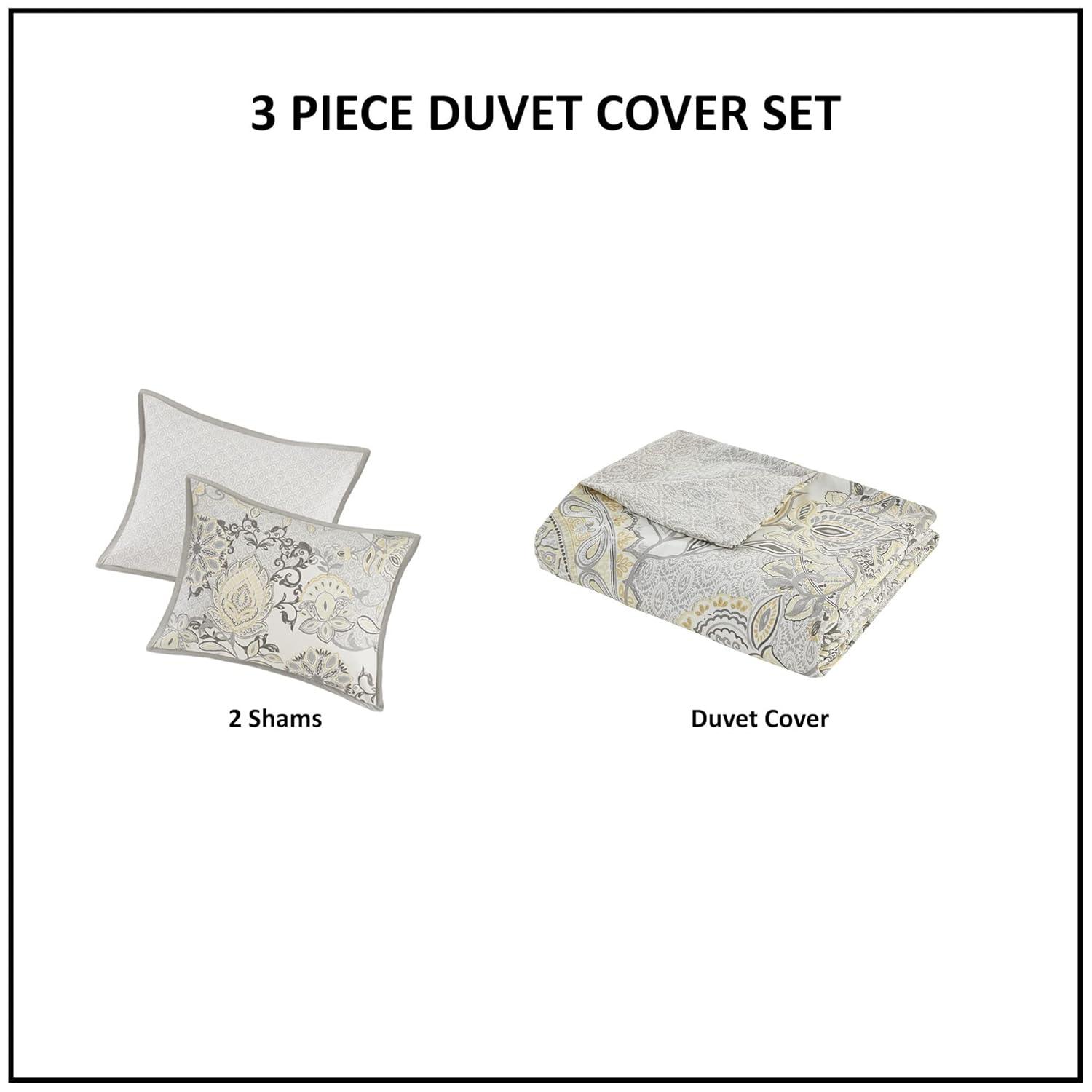 Madison Park Isla 3 Piece Reversible Cotton Floral Duvet Set