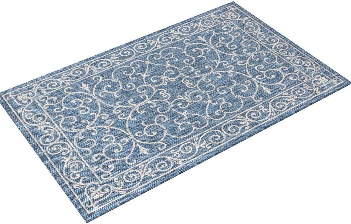 Charleston Vintage Filigree Textured Weave Indoor/Outdoor Area Rug  - JONATHAN Y