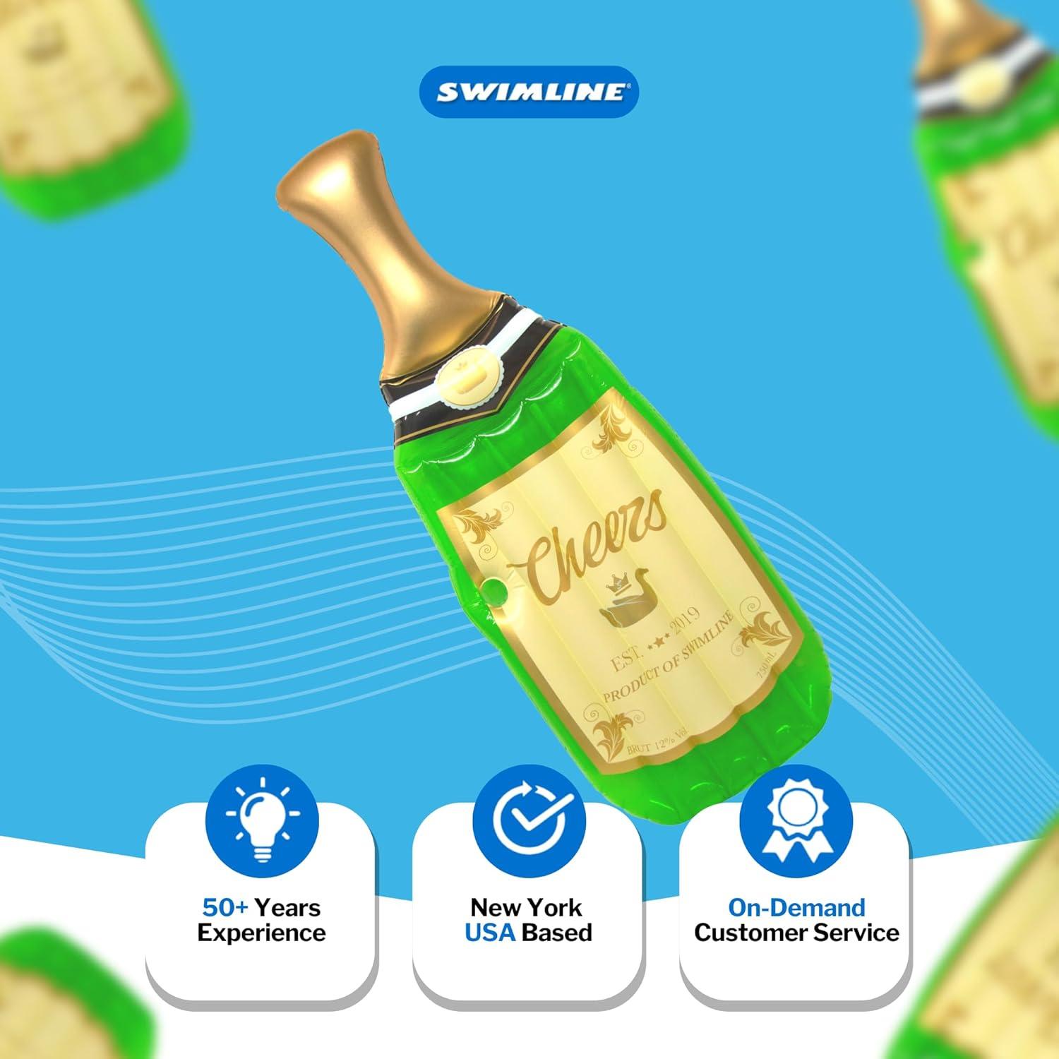 Swimline 90661M Giant 86" Inflatable Cheers Bubbly Champagne Pool Float or Lake Raft Lounger for 1 Person, Green & Gold