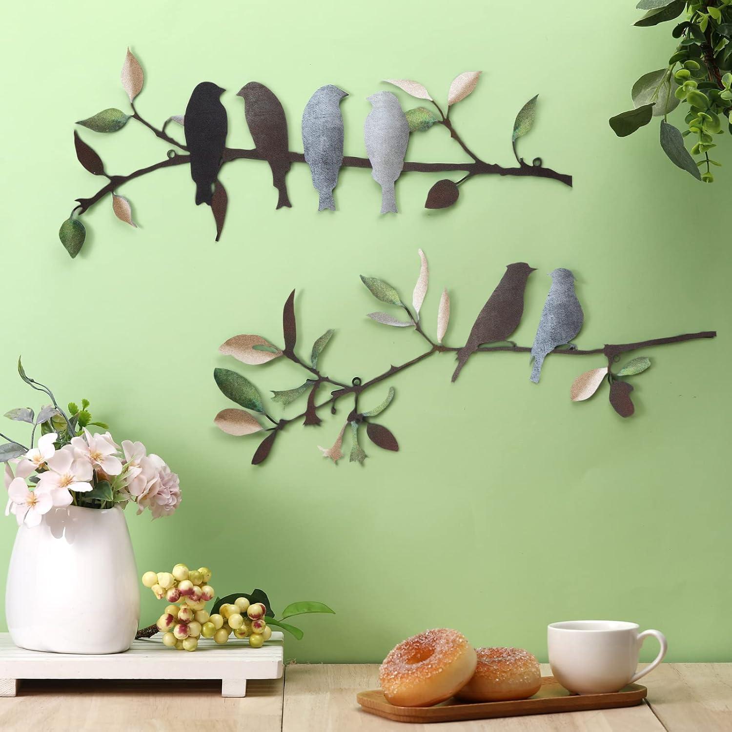 Metal Birds Wall Art Decoration 2pcs Vivid Birds On Branch Wall Metal Birds Decor