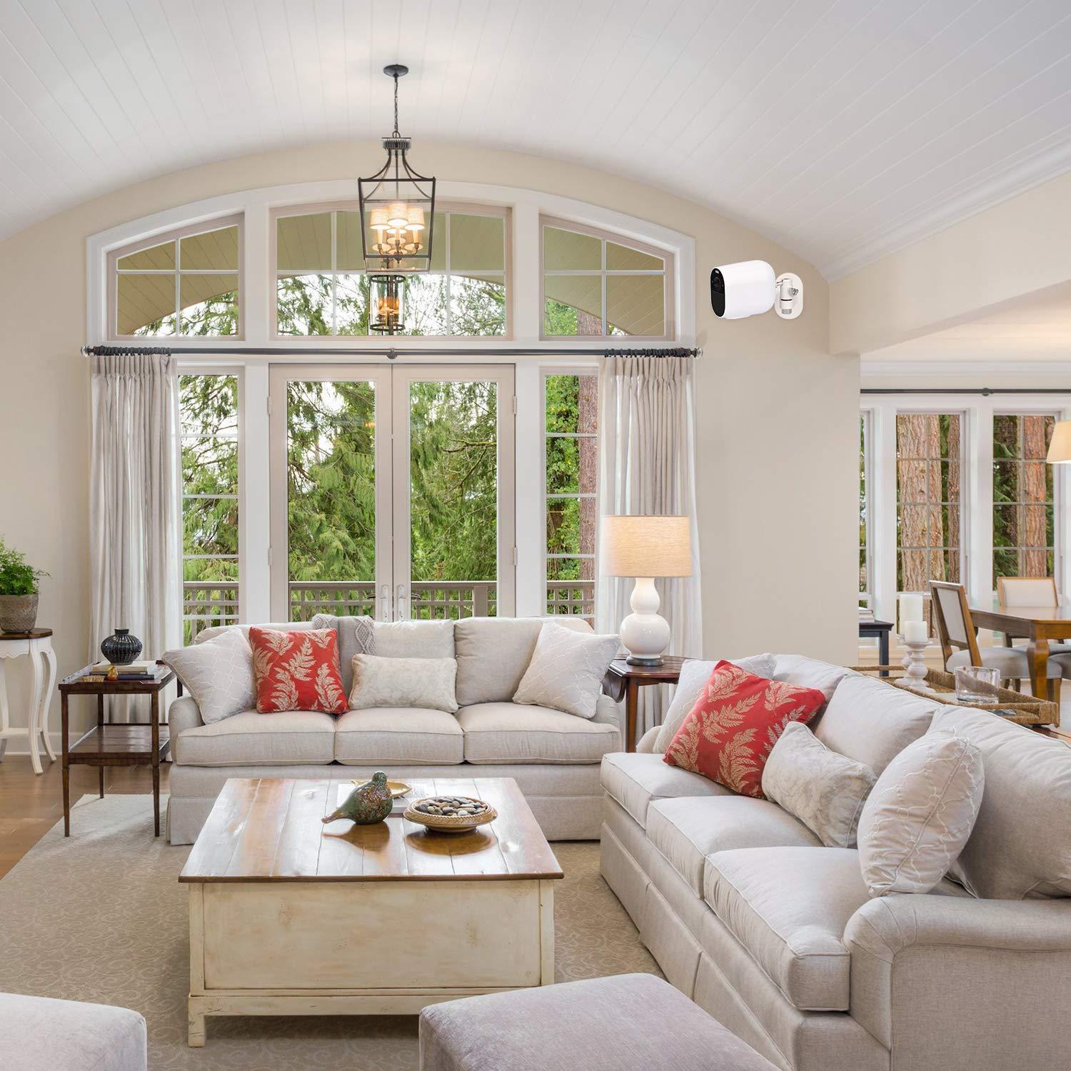 2Pack Security Wall Mount for Arlo Pro/Pro2/Pro3/Pro4/Ultra/Ultra2/Essential Spotlight Camera, Adjustable Indoor/Outdoor Mounting Bracket for Your Surveillance Camera (White)