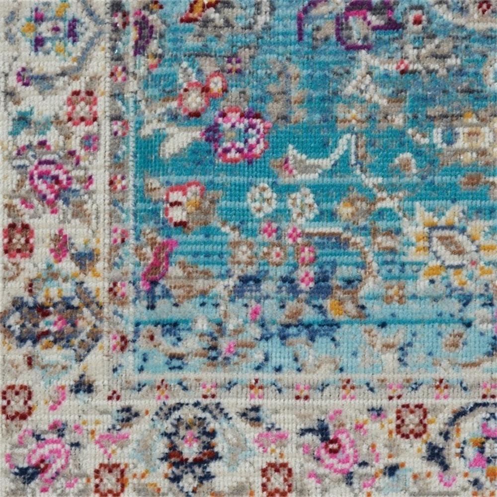 Nourison Vintage Kashan VKA01 Blue/Ivory/Orange Indoor Area Rug - 2'4 x 8'