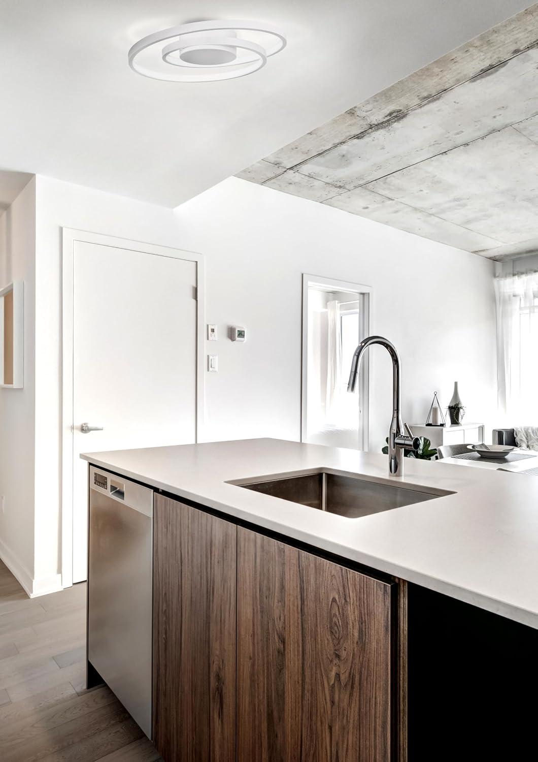 Canarm LIVANA 16-Inch LED Flush Mount, Matte White, Dimmable, 25W Integrated LED, 1600 Lumens, 3000K, Modern Design