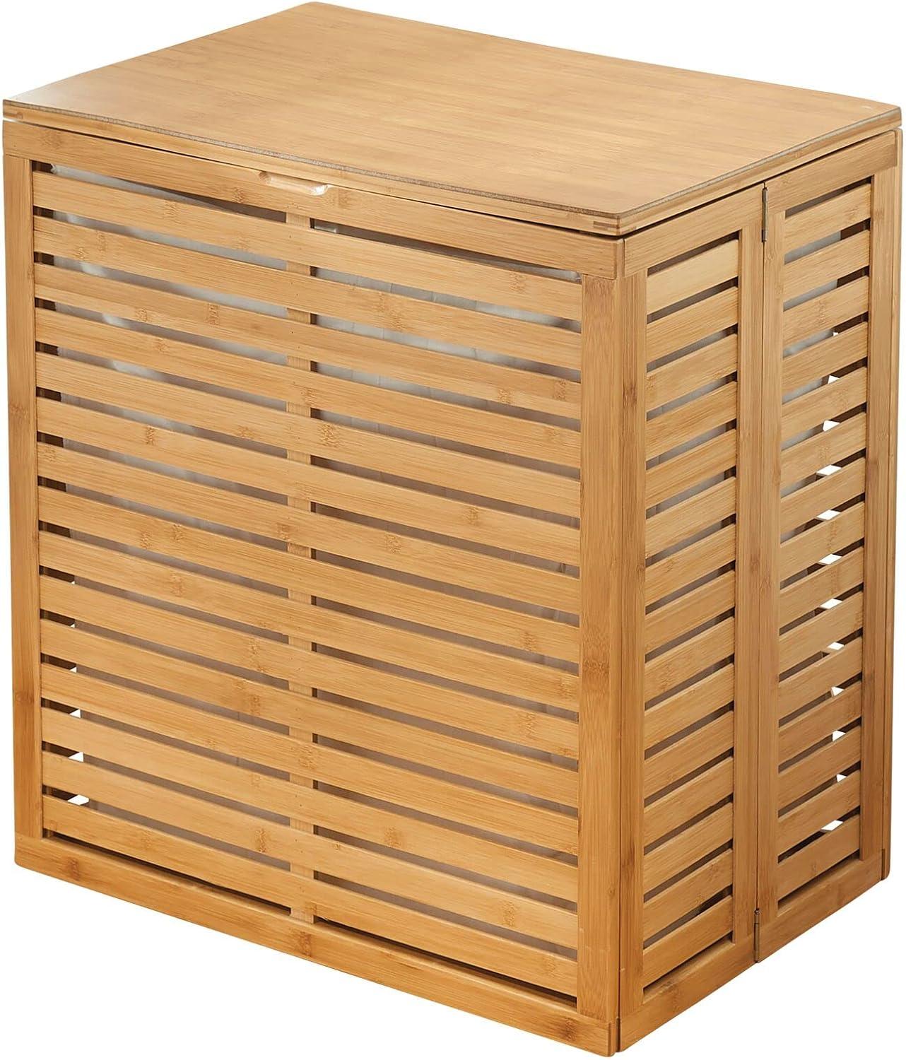 mDesign mDesign Bamboo Wood Foldable Laundry Basket Storage Organizer - Natural