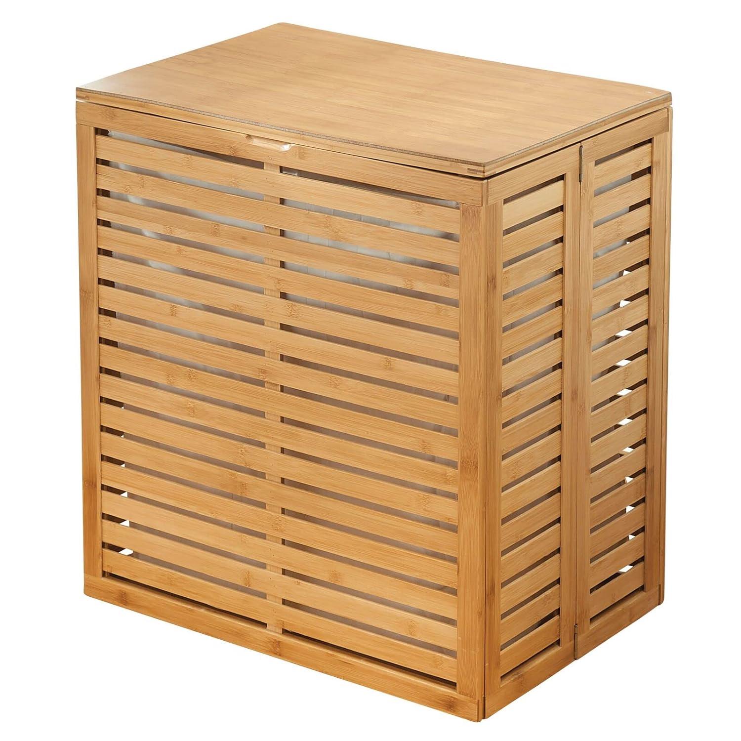 mDesign mDesign Bamboo Wood Foldable Laundry Basket Storage Organizer - Natural