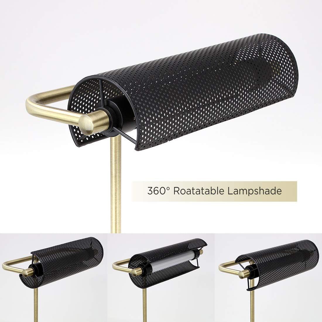 O’Bright LED Desk Lamp with USB Charging Port, Metal Lamp, Flexible Swivel Arms, Soft White LED Reading Light (3000K), Bedside Reading Lamp, Office Lamp, Table Lamp, ETL Listed (Piano Lamp - Black)