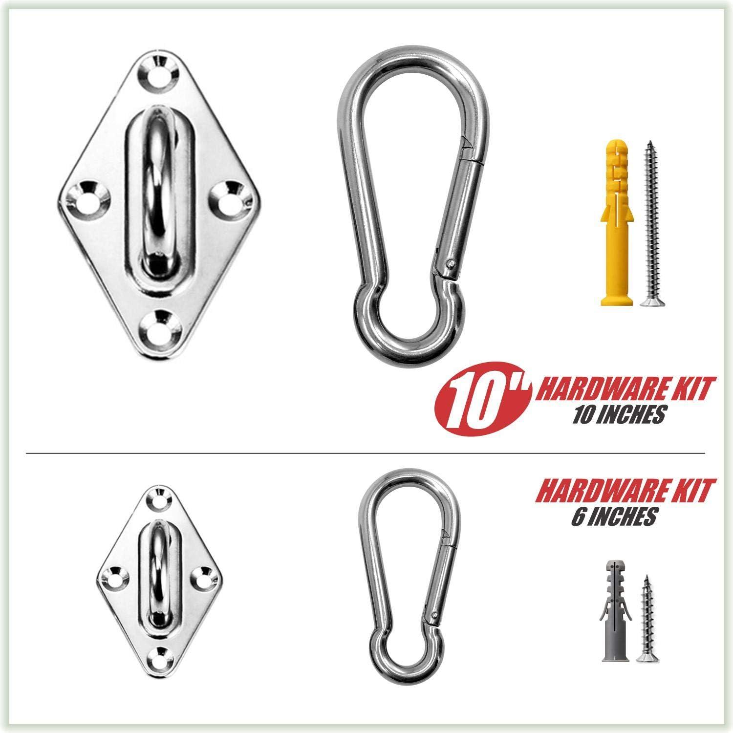 10 Inch Hardware Kit for Rectangle/Square Sun Shade Sail Canopy, 316 Military-Grade Stainless Steel