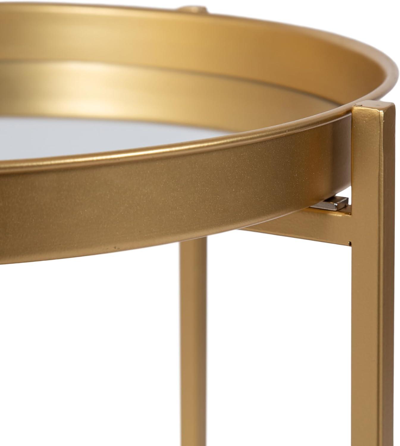 Kate and Laurel Celia Round 2-Tier Metal Foldable Tray Table