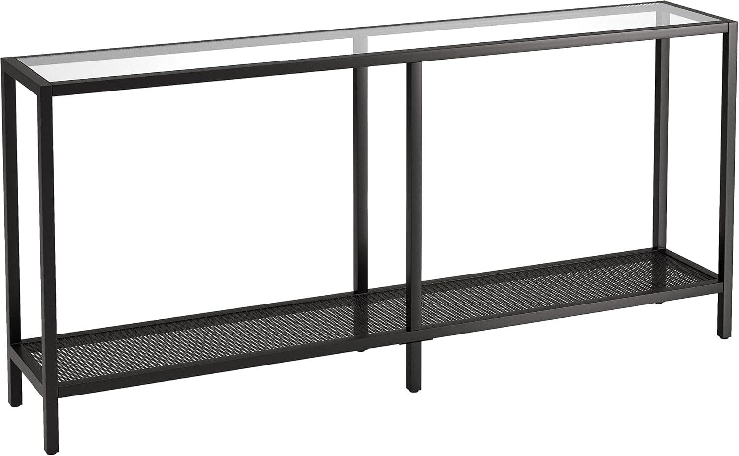 Evelyn&Zoe Rigan 64" Wide Rectangular Console Table, Blackened Bronze