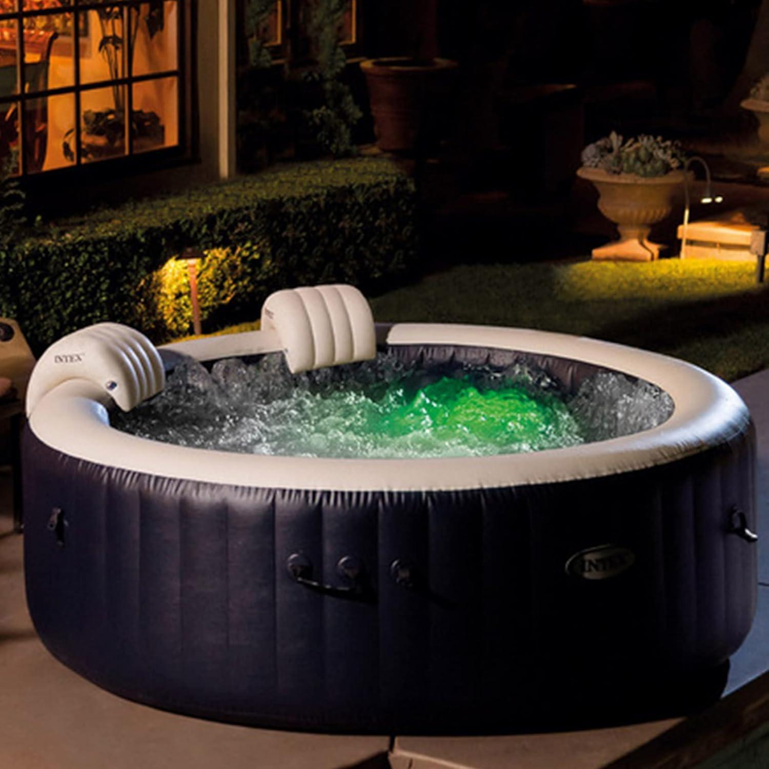 Intex PureSpa Plus 4 or 6 Person Portable Inflatable Round Hot Tub Spa with Soothing Bubble Jets and Built In Heater Pump