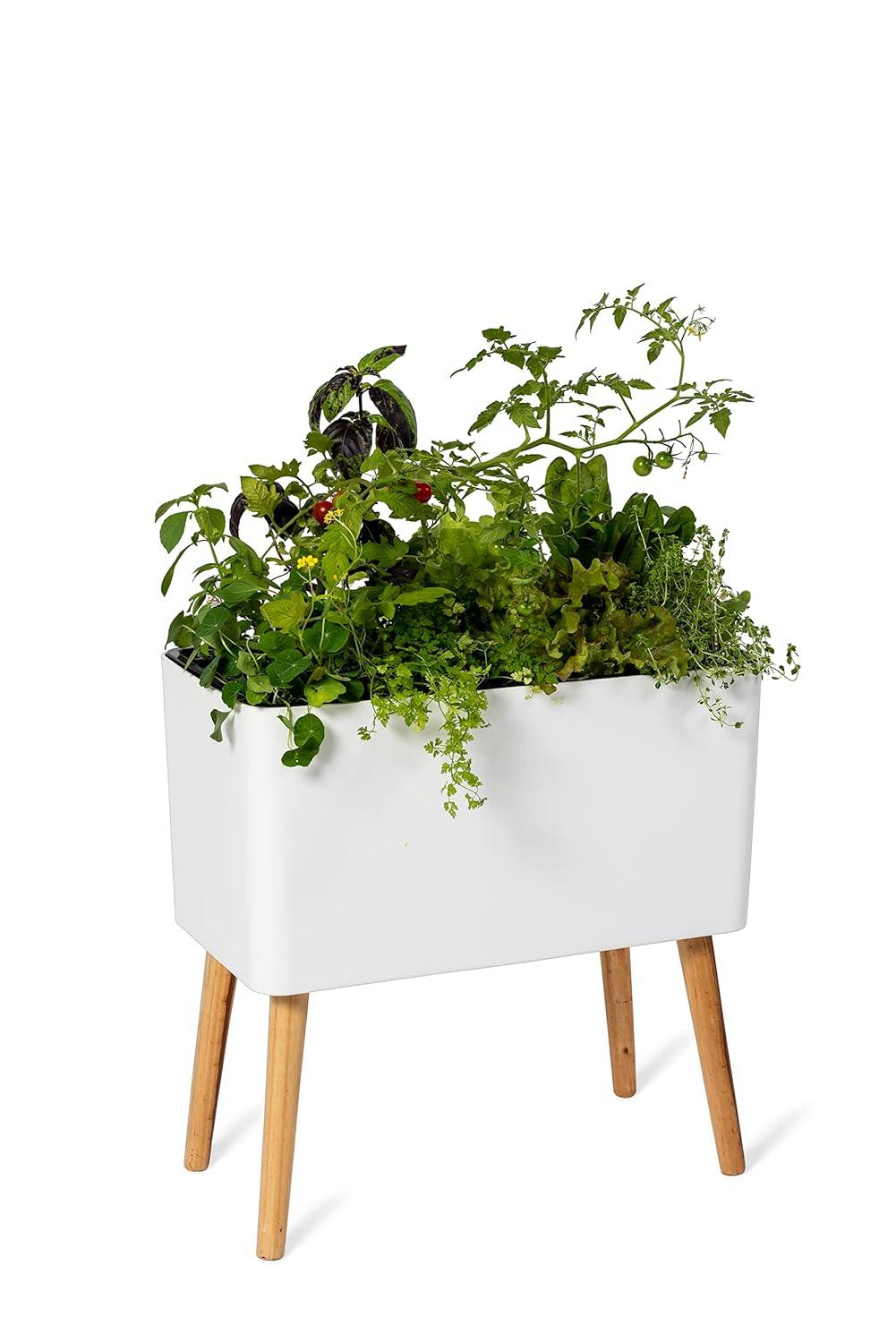 Ava Self-Watering Rectangular Planter - white