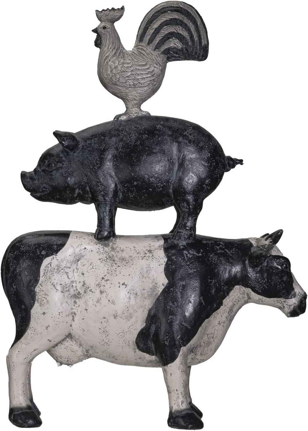 Pacific Giftware American Art Animal Farm Barnyard Stacked Animal Resin Figurine Statue (Cow/Pig/Chicken)