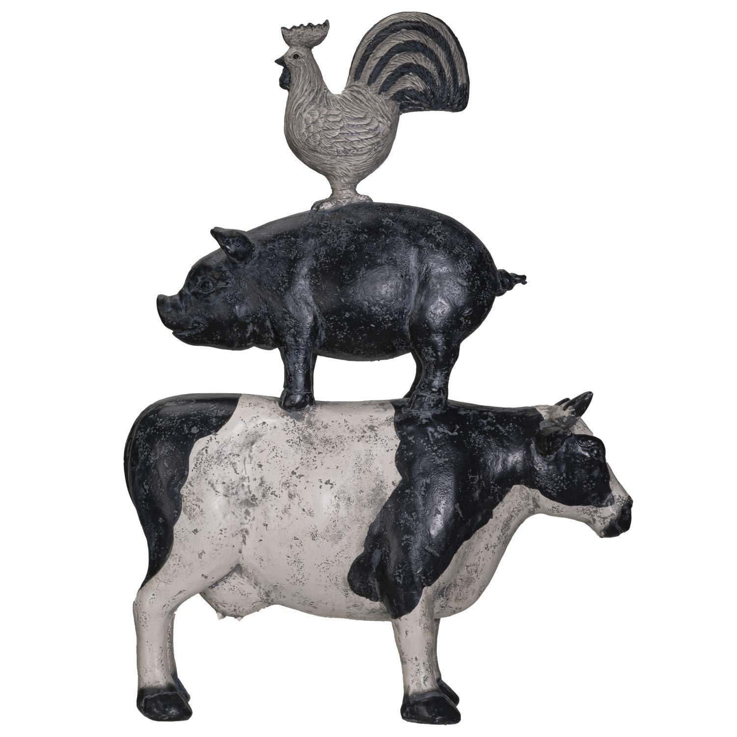 Pacific Giftware American Art Animal Farm Barnyard Stacked Animal Resin Figurine Statue (Cow/Pig/Chicken)