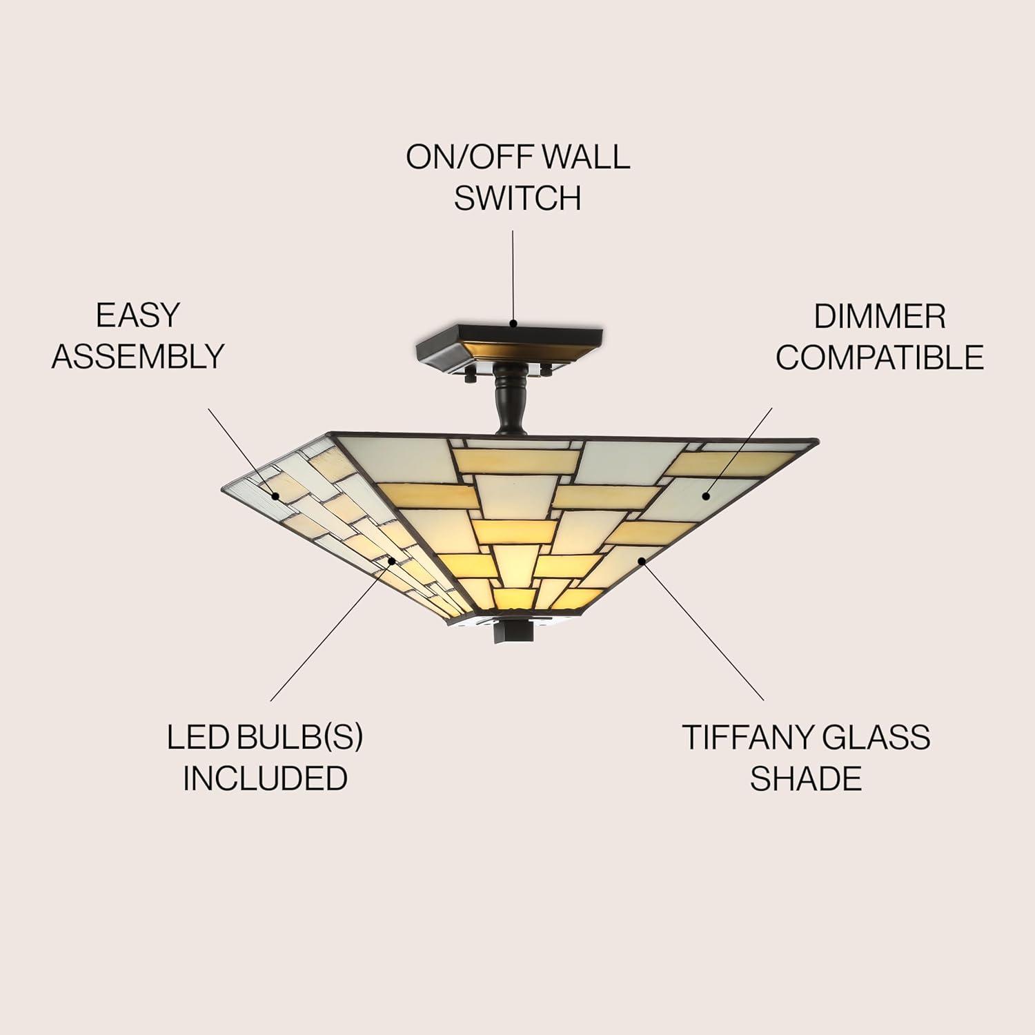 Jason 15.7" Multicolor Glass LED Semi-Flush Mount Light