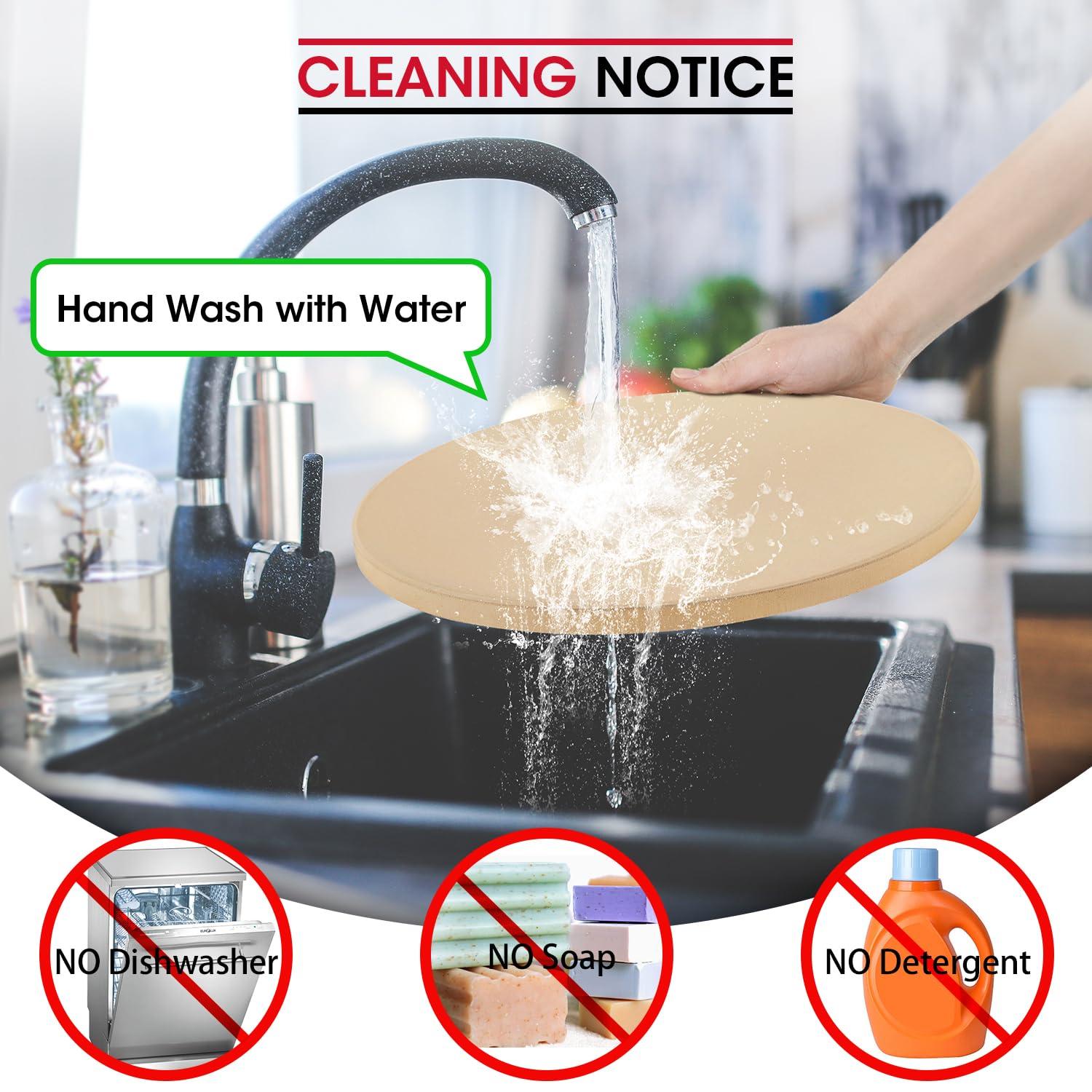 LIFETIME FLOORING LLC Pizza Stone Round 16 Inch For Grill And Oven, Large Cordierite Baking Stone For Bread, Safe Circular Cooking Stone For Grill 16", Easy To Clean