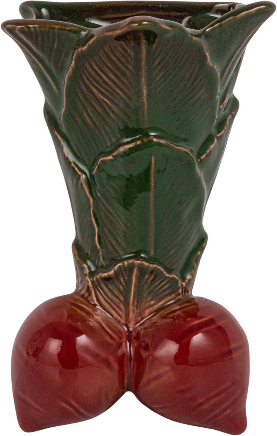 Green and Red Ceramic Radish Wall Vase Planter