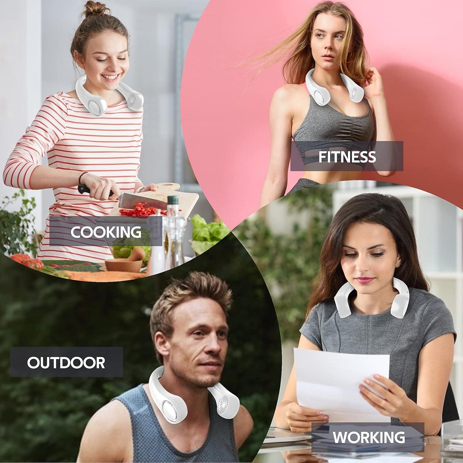 Portable Neck Fan, Hands Free Bladeless 360° Cooling Personal Fan,Wearable Quiet Fan for Outdoor Indoor, Gifts for Men Women, 4000mAh Battery Operated, USB Rechargeable, 3-Speeds(Black Graffiti)