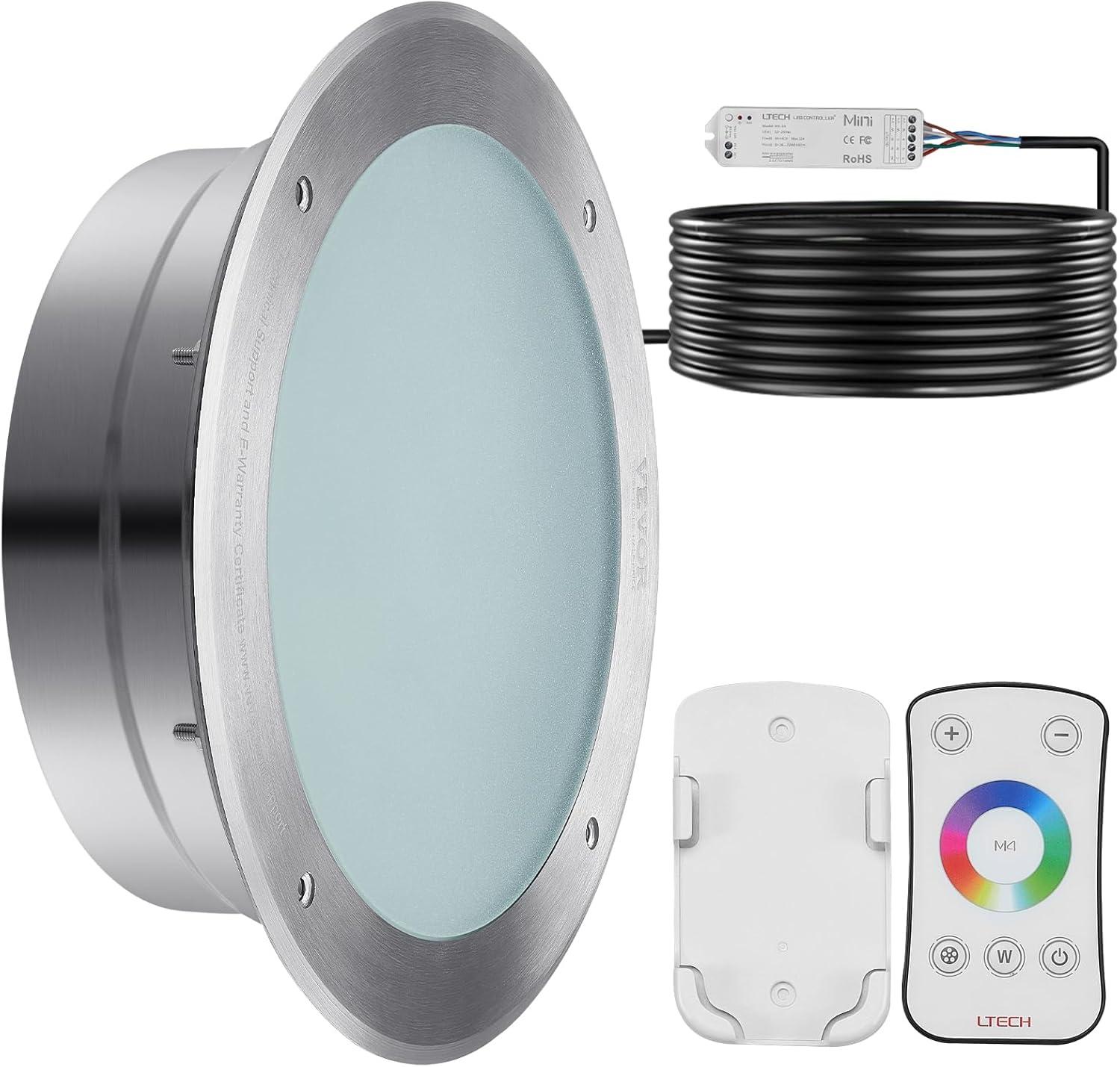 120V AC LED Pool Light, 10 Inch 40W, RGBW Color Changing Inground Swimming Pool Spa Light Underwater, with 50 FT Cord Remote Control, Fit for 10in Large Wet Niches, IP68 & Tested to UL Standards