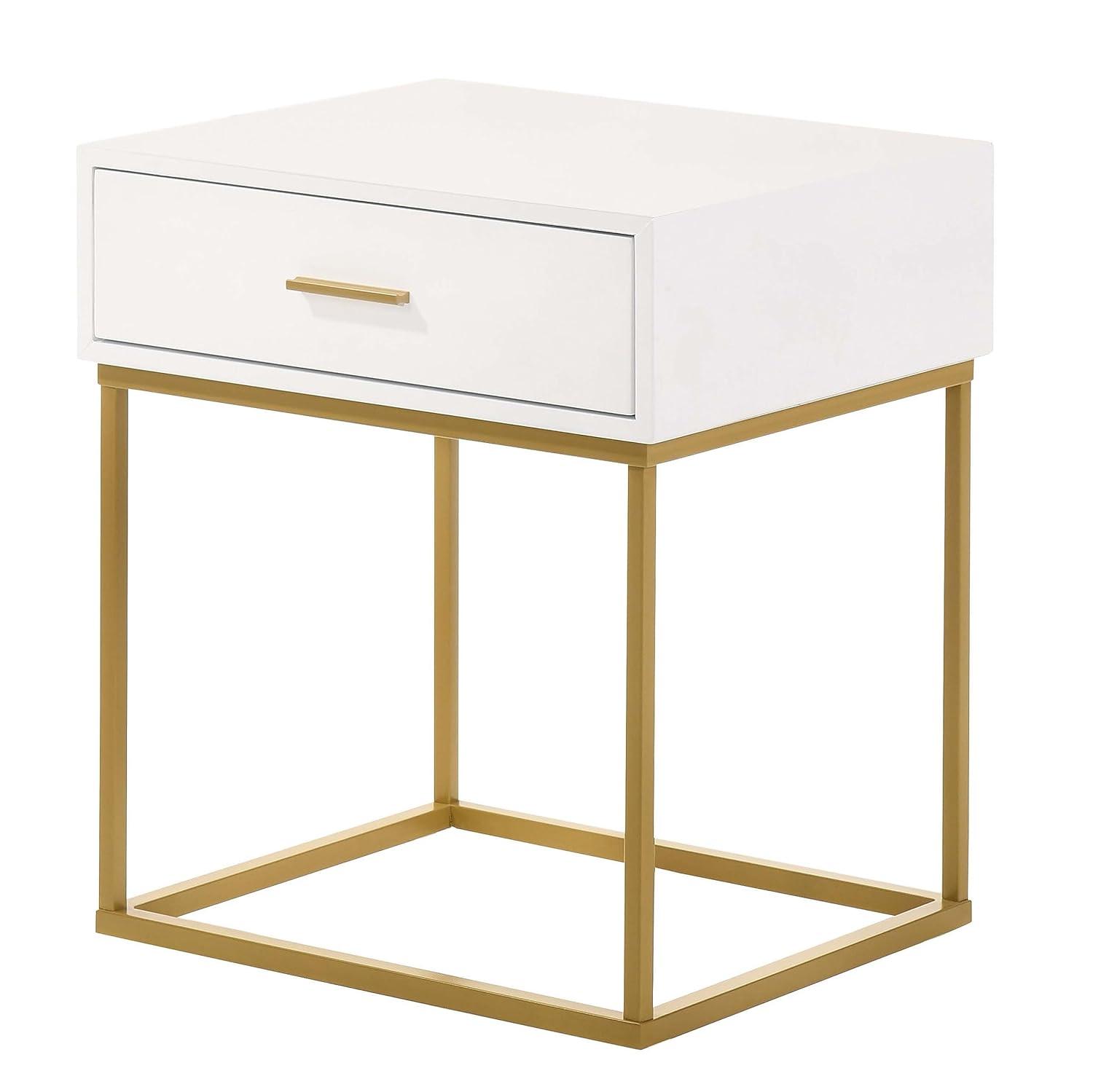LuXeo LuXeo Catalina One Drawer Nightstand with Mustard Gold Legs