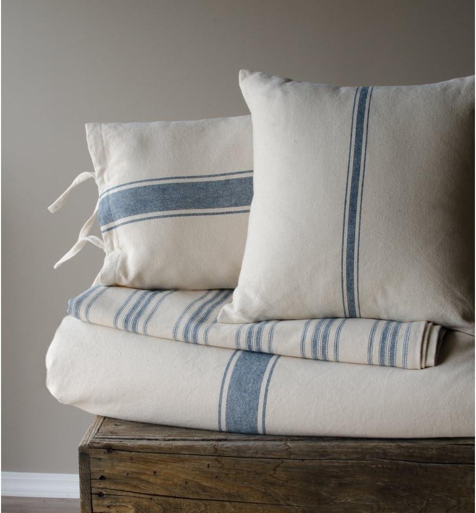 Colonial Blue and Cream Cotton Euro Sham